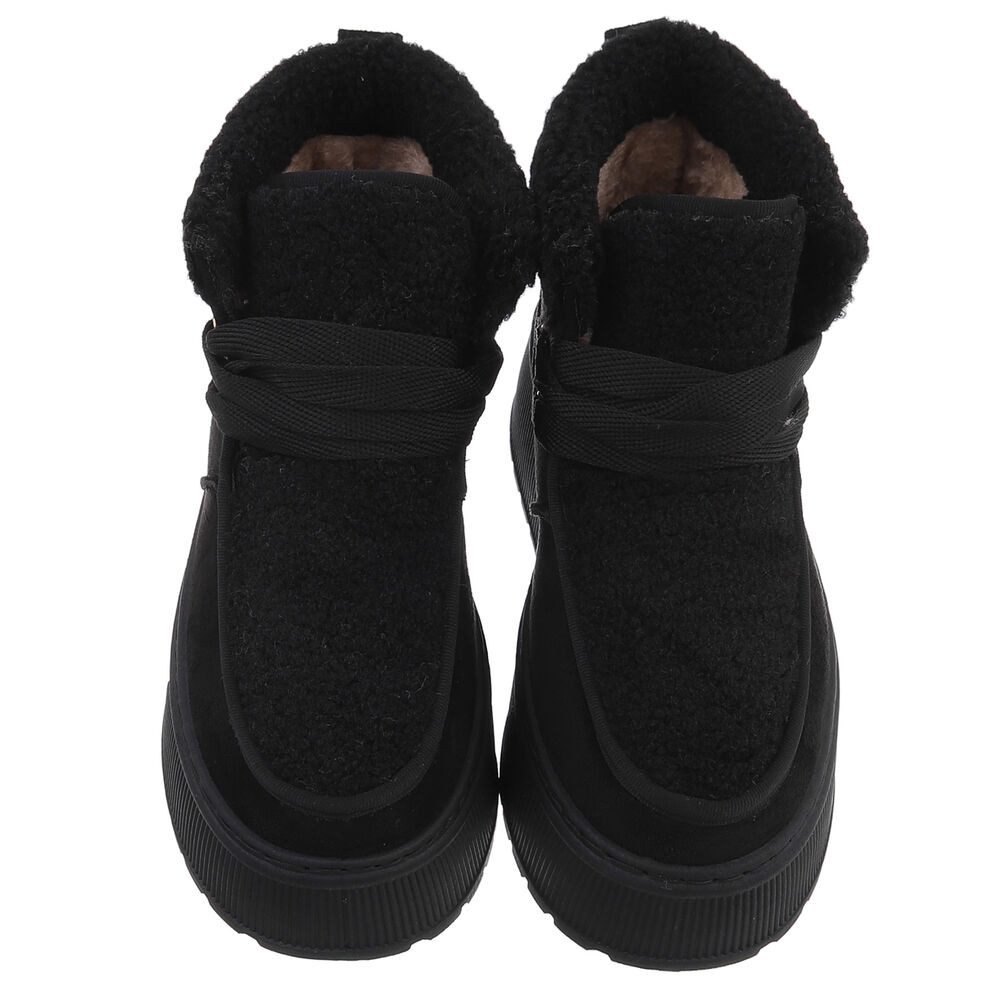 Ital-Design Modische Plateau-Stiefel mit Schnürung für Damen Snowboots (90458064) Keilabsatz/Wedge Stiefeletten in Schwarz