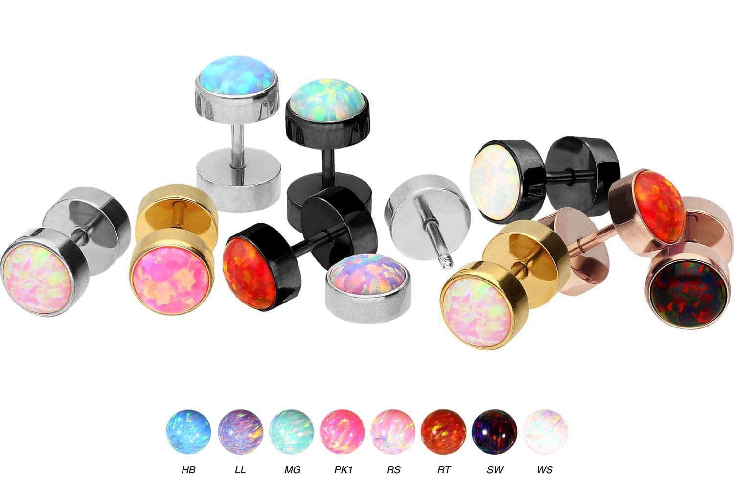 PIERCINGLINE Fake-Ear-Plug Chirurgenstahl Fake Plug SYNTHETISCHER OPAL (Fak günstig online kaufen