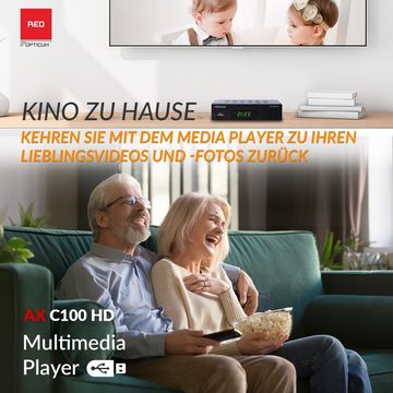 RED OPTICUM HD AX C100 schwarz Full HD DVB-C Kabel-Receiver (EPG, HDMI, USB, SCART, Coaxial Audio, Receiver für Kabelfernsehen)