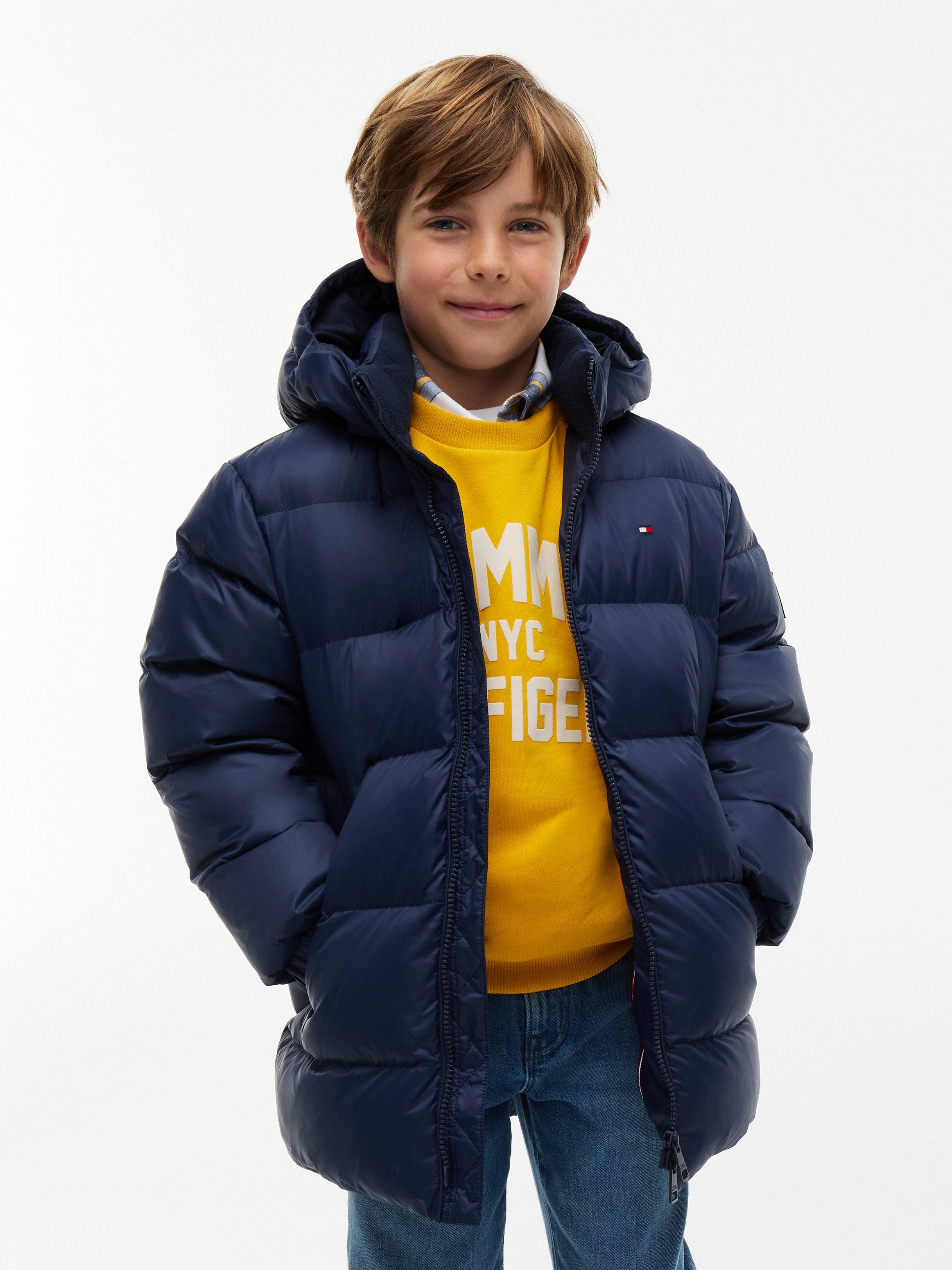 Tommy Hilfiger Steppjacke 2-Wege-Zipper, abnehmbare Kapuze, Kinder bis 16 Jahre