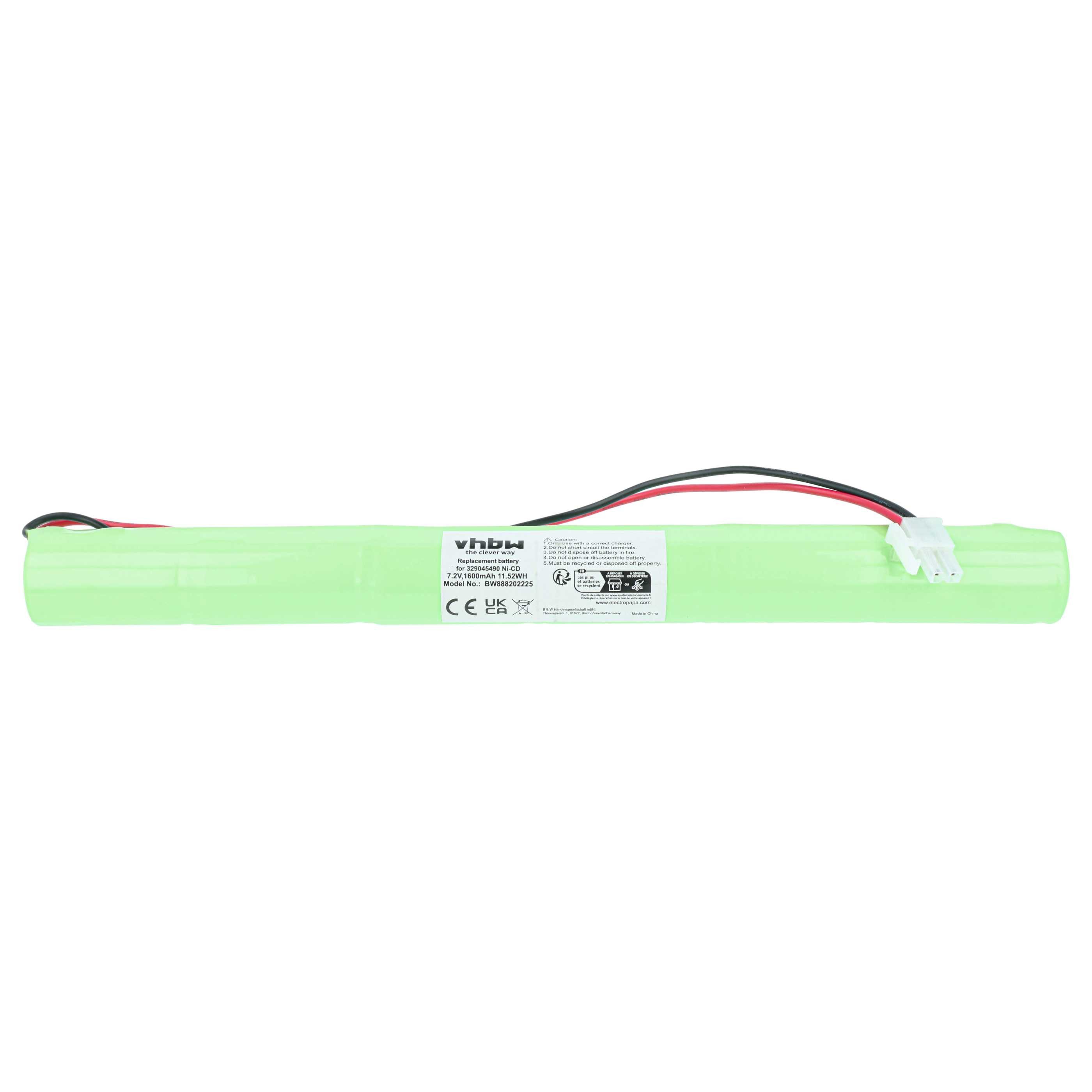 vhbw Akku passend für BAES FLUO EVAC Notbeleuchtung (1600 mAh, 7,2 V, NiCd) Akku Akku NiCd 1600 mAh (7,2 V, 5 St), Leistungsfähige Austausch-Akkus für Fluchtweg, Notbeleuchtung