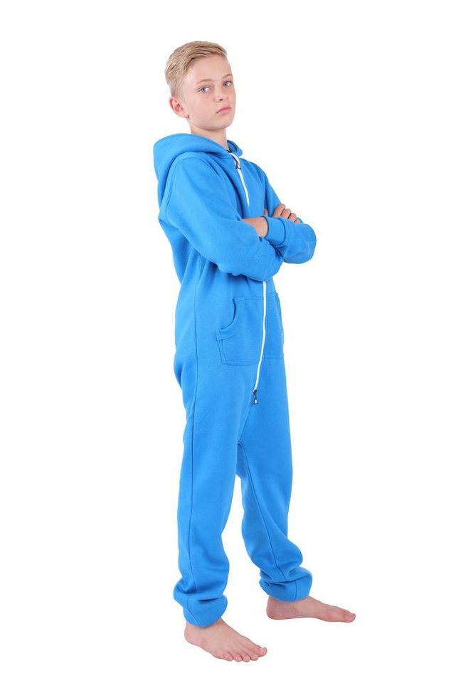 O\'Poppy Jumpsuit Kinder blau (1-tlg) Zwergen Kapuze und Eingrifftaschen | Schlafoveralls