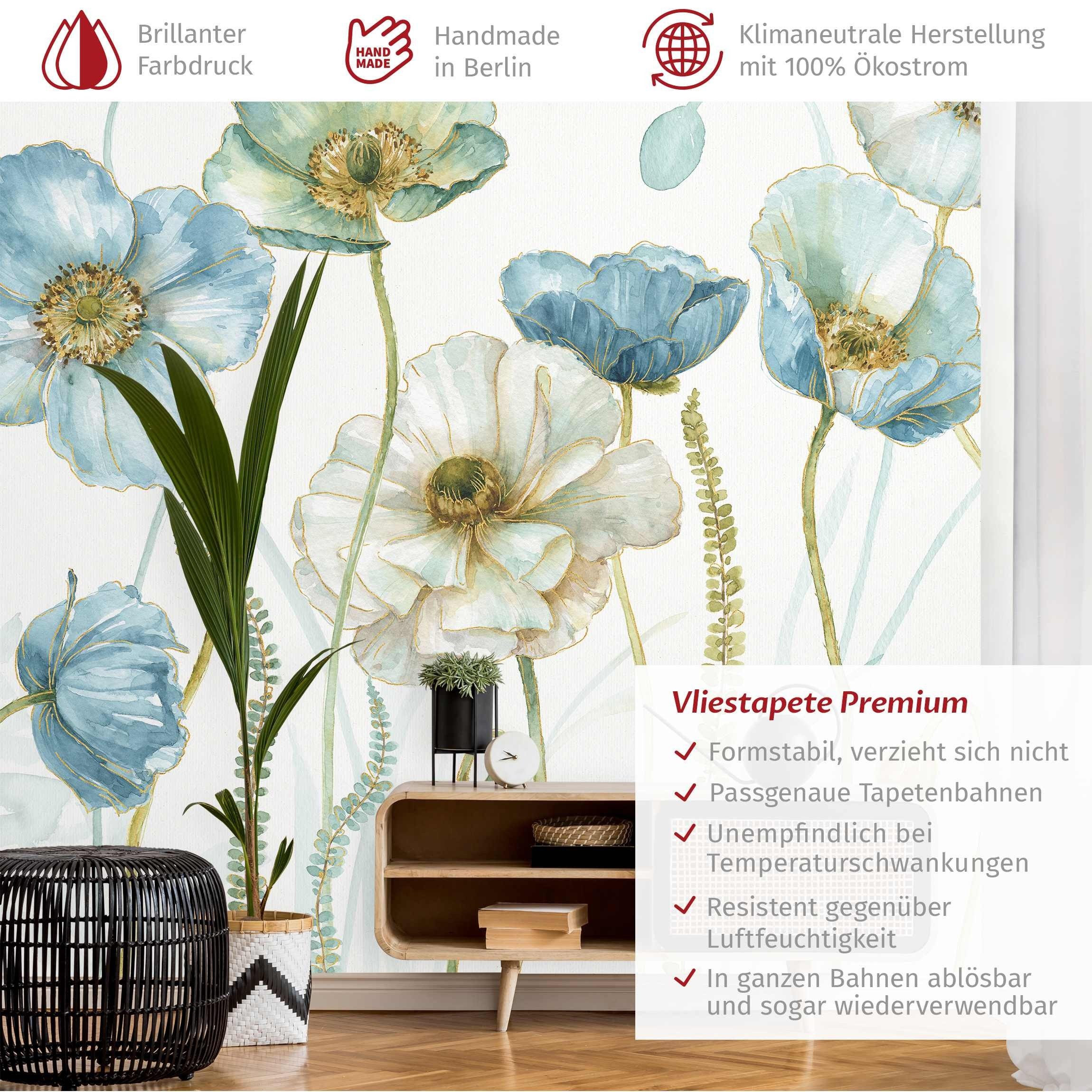 Bilderdepot24 Fototapete Blüten Gold Blumen Floral günstig online kaufen