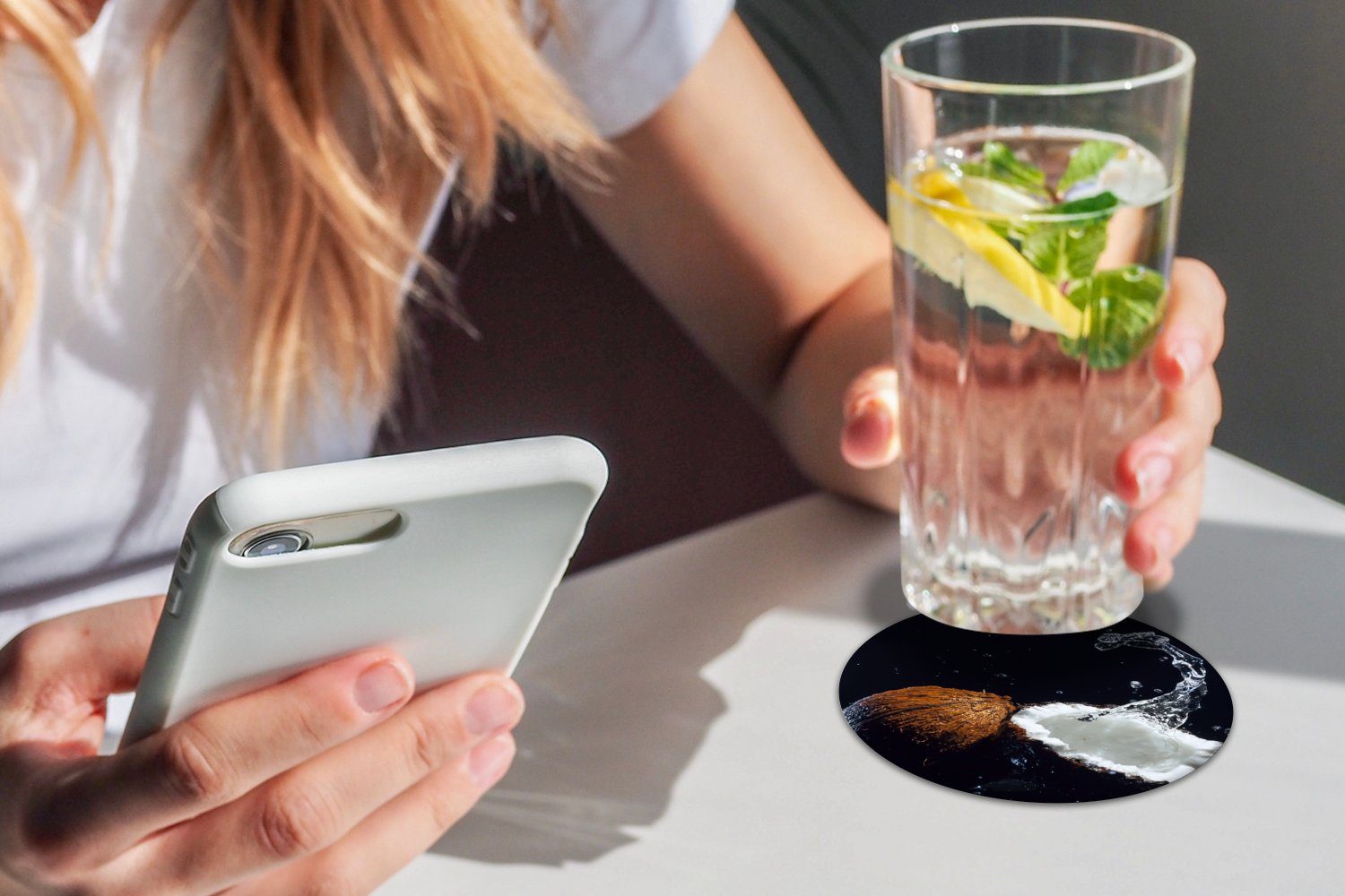 Getränkeuntersetzer, Korkuntersetzer, Frucht, - Tassenuntersetzer, - 6-tlg., Kokosnuss Becher - Schwarz Zubehör Wasser Gläser, Glasuntersetzer Stillleben MuchoWow - für Tasse,