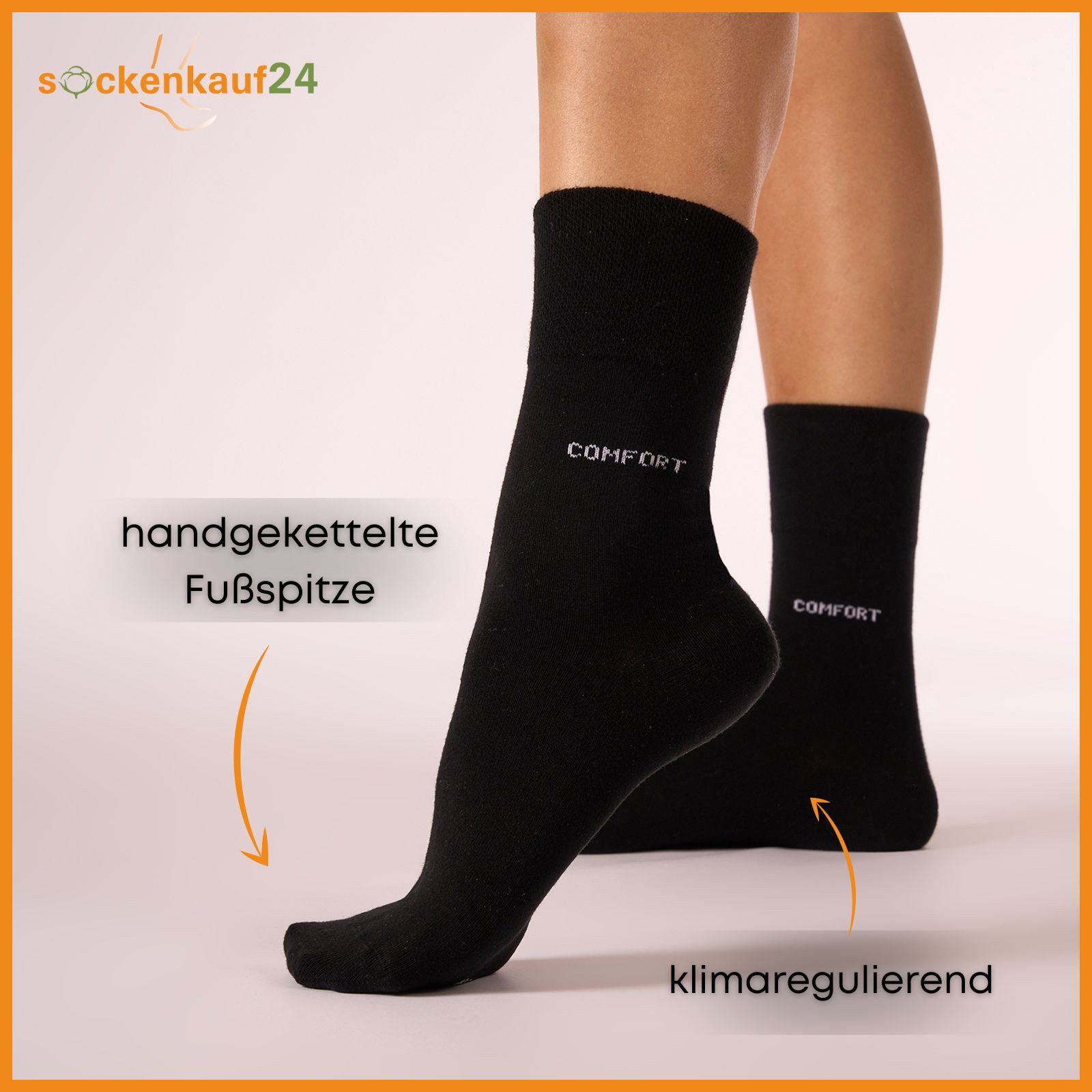 sockenkauf24 Gesundheitssocken Comfort Socken ohne Gummibund & ohne Naht mit Komfortbund (10-Paar) Diabetiker Socken ohne Gummi aus Baumwolle für Damen und Herren