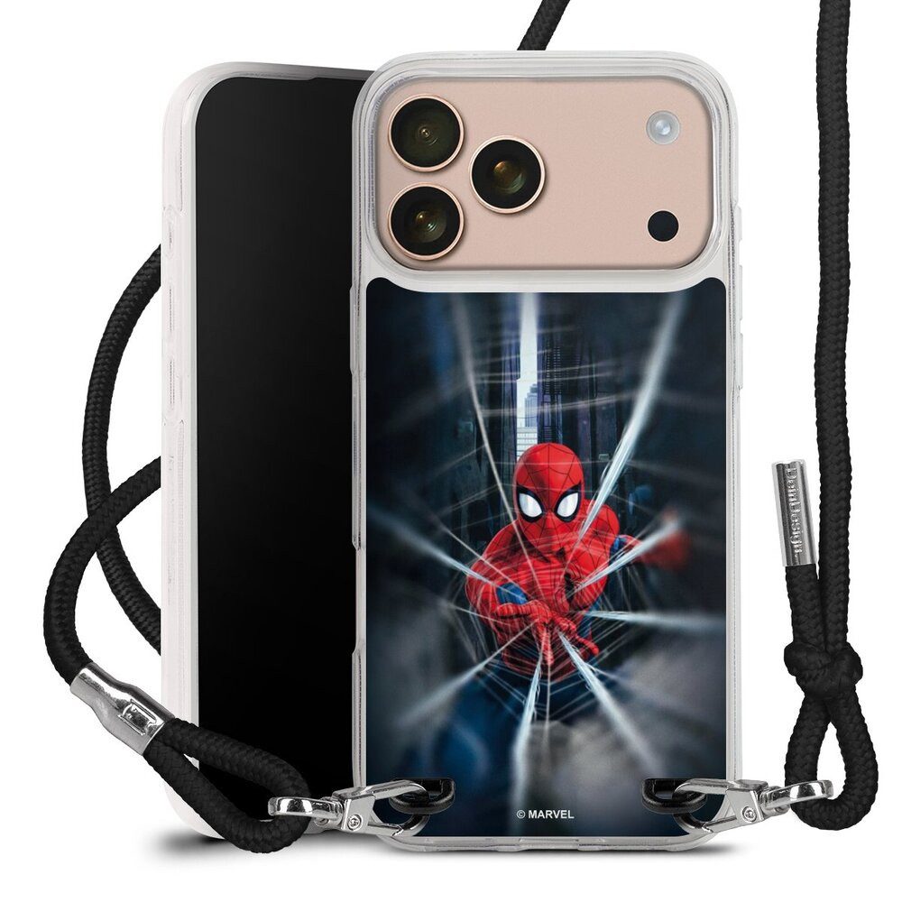 DeinDesign Handyhülle Marvel Spider-Man Kinofilm Spider-Man Webs In Action, Apple iPhone 17 Pro Max Handykette Hülle mit Band Case zum Umhängen