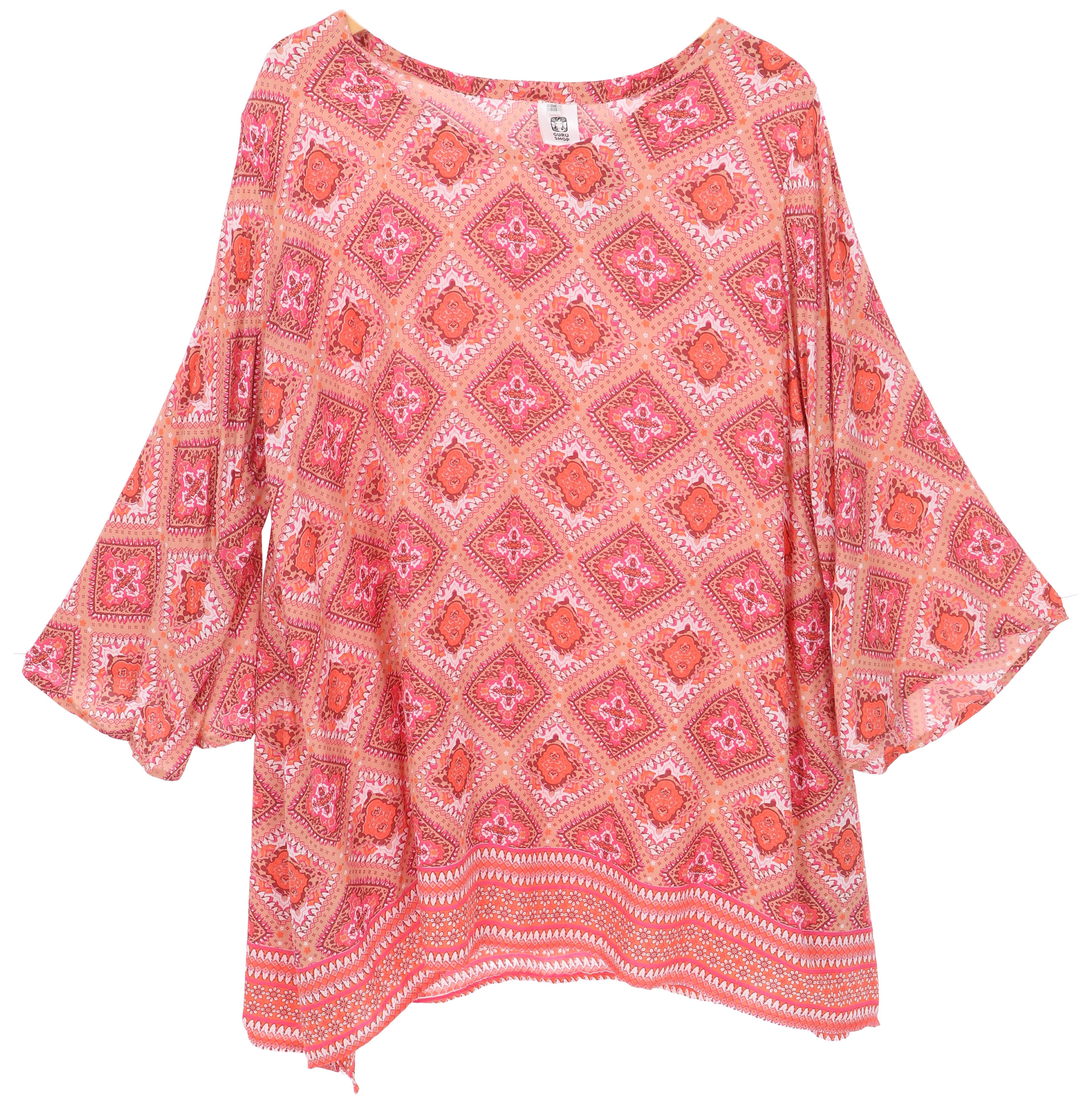 Guru-Shop Longbluse Tunika mit Trompetenärmeln für günstig online kaufen