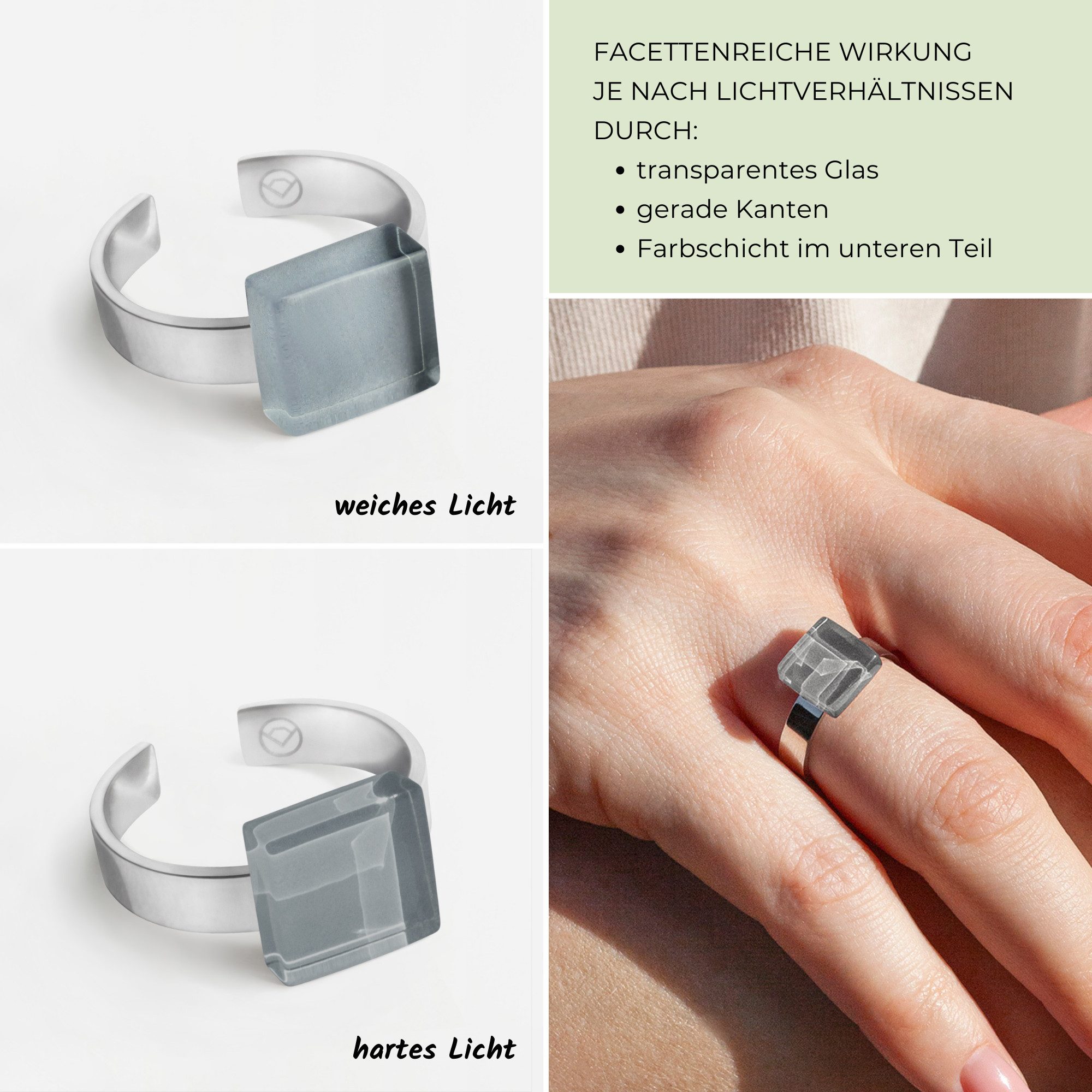 ALEXASCHA Fingerring Kleiner Ring mit Stein • verstellbar Ø 17-20mm • Geburtsstein Schmuck