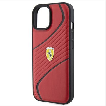 Ferrari Smartphone-Hülle Ferrari Apple iPhone 15 Schutzhülle Case Cover Twist Metal Logo Rot
