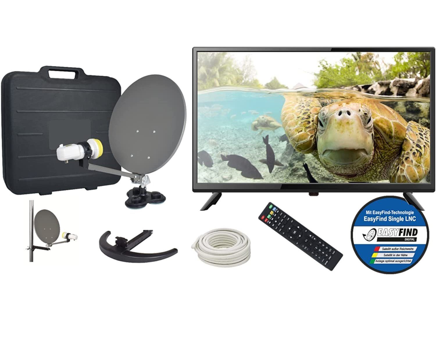 Microelectronic EasyFind Traveller Kit II TV Camping Komplettset 19 Zoll (48cm, Triple Camping Sat-Anlage