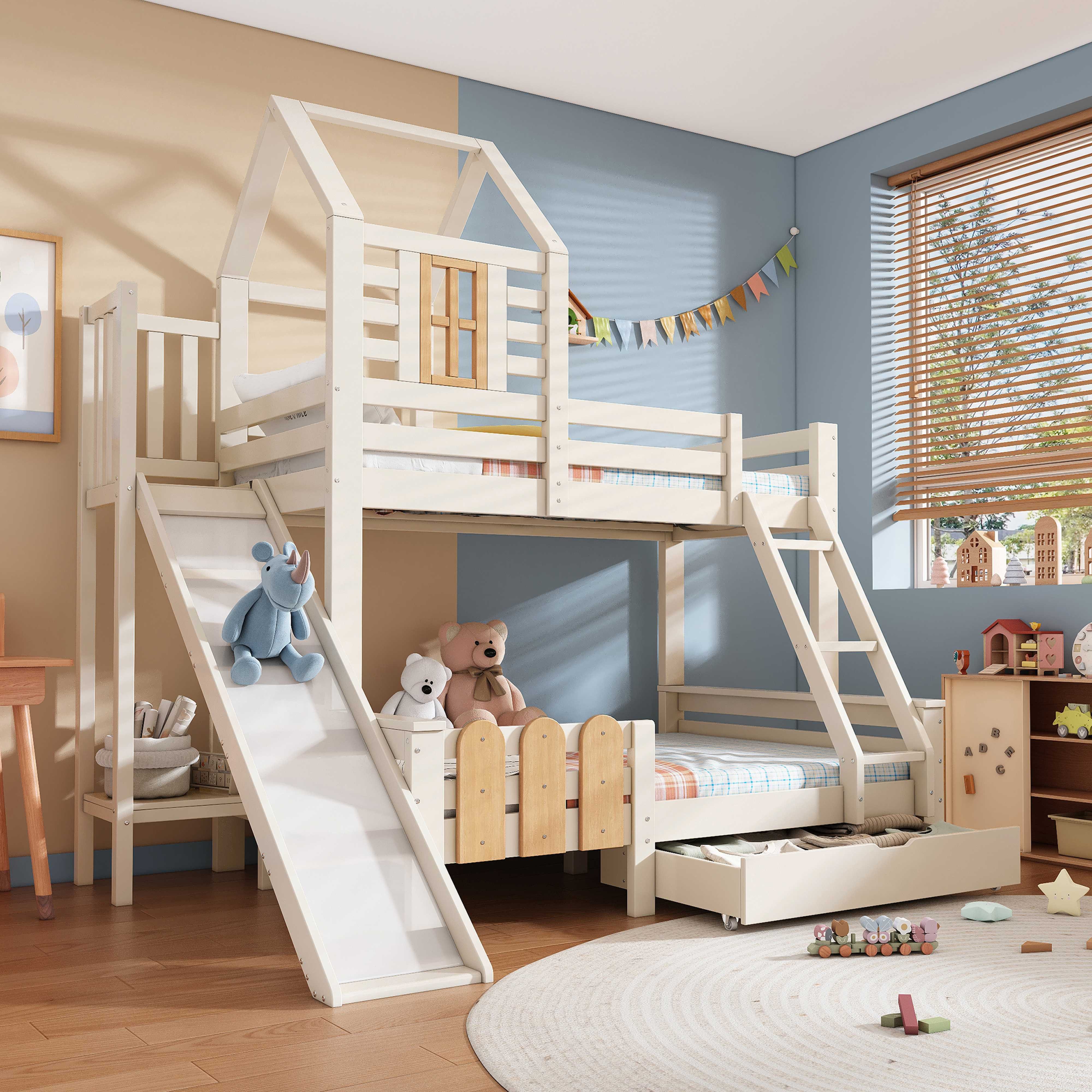 BlingBin Etagenbett Hochbett (1-St., Hochbett 90/140x200 cm aus Massivholz+ günstig online kaufen