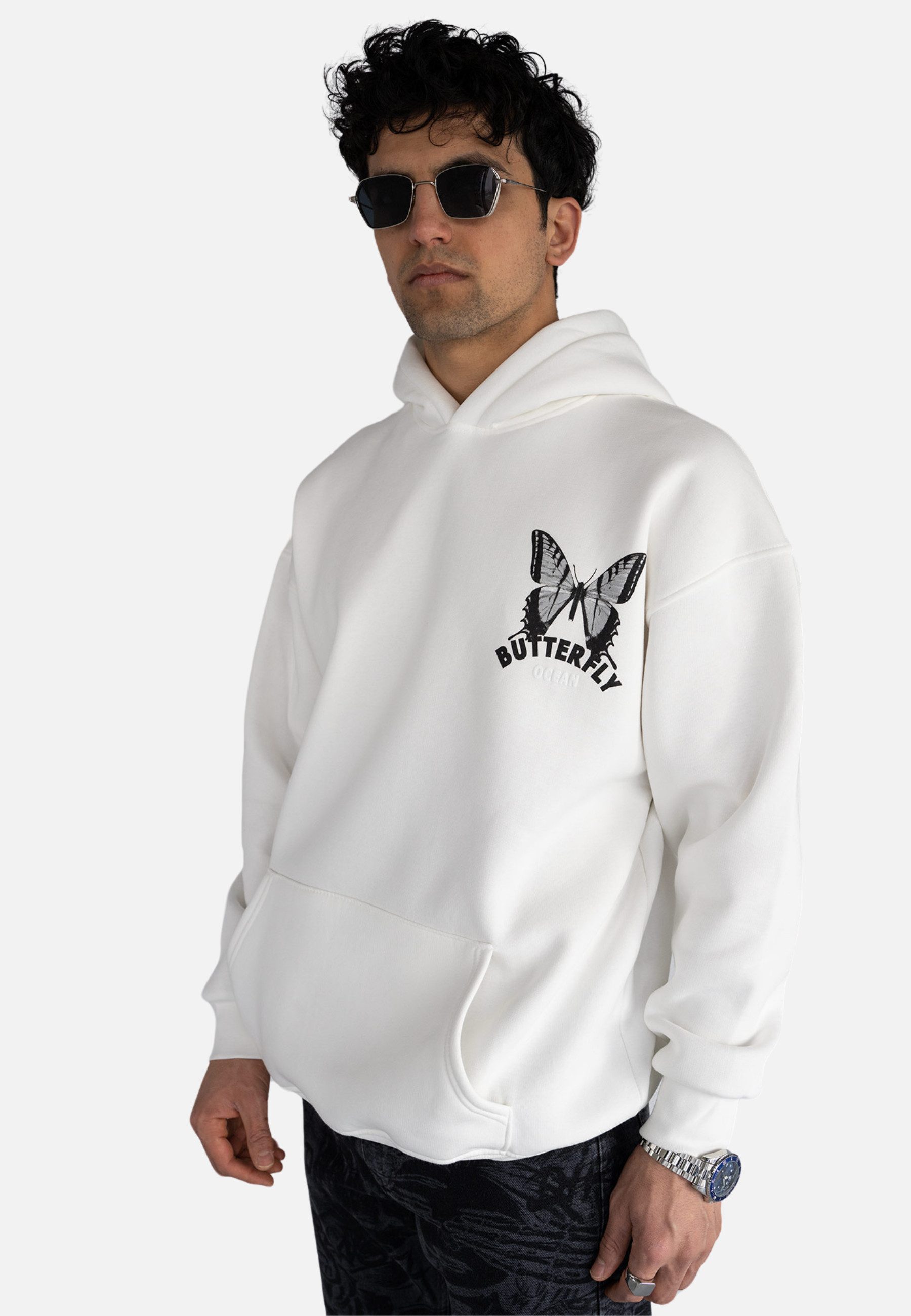 Megaman Jeans Hoodie Unisex Oversize Butterfly fleece Hoodie