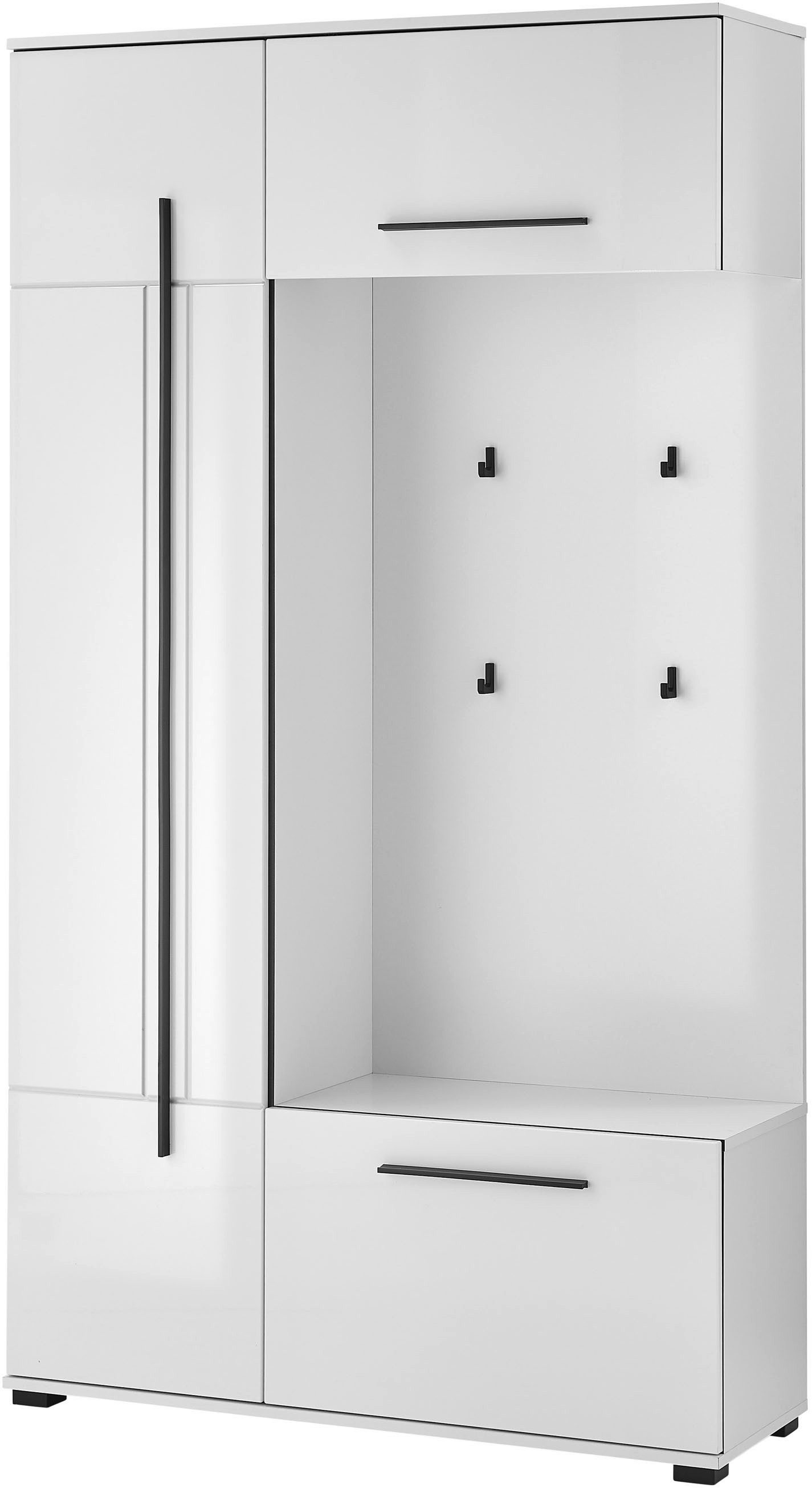 Home affaire Kompaktgarderobe Cantara Flurgarderobe, modern, 2 Farben, 111 cm breit vielseitig einsetzbar, unterschiedliche Stauraummöglichkeiten
