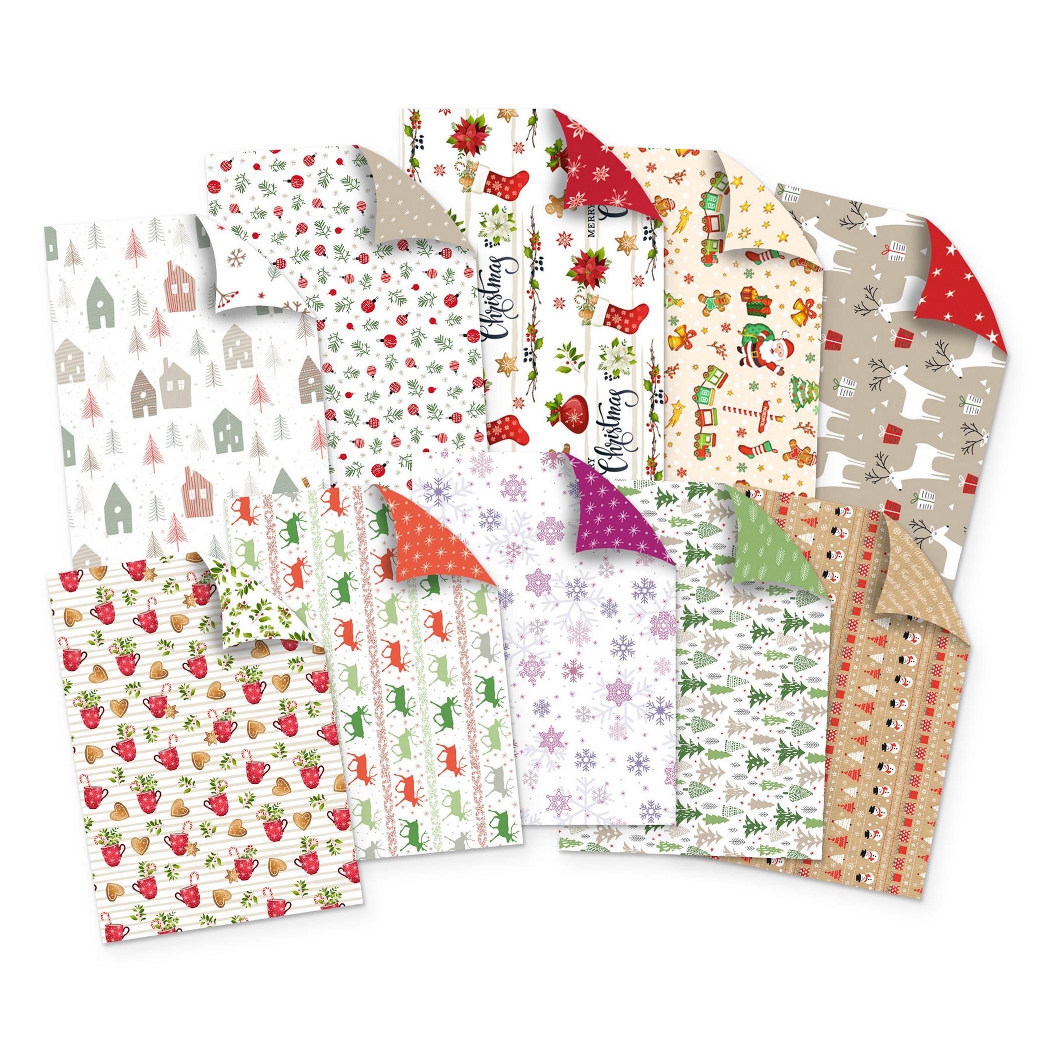 itenga Bastelkartonpapier itenga Fotokarton Motivblock Weihnachten DIN A4 20 Blatt beidseitig be