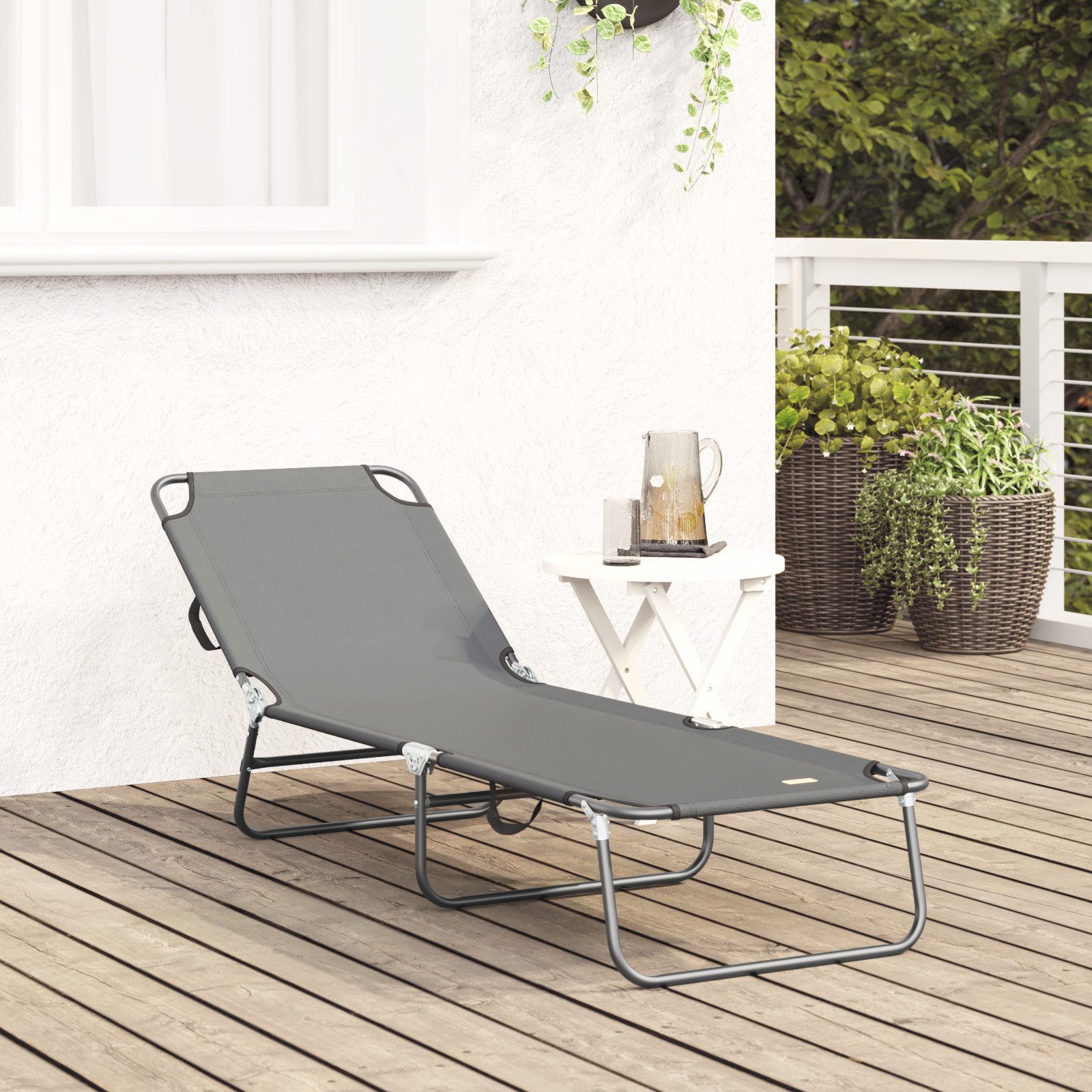 vidaXL Gartenliege Klappliege Tragbar Grau 600D günstig online kaufen