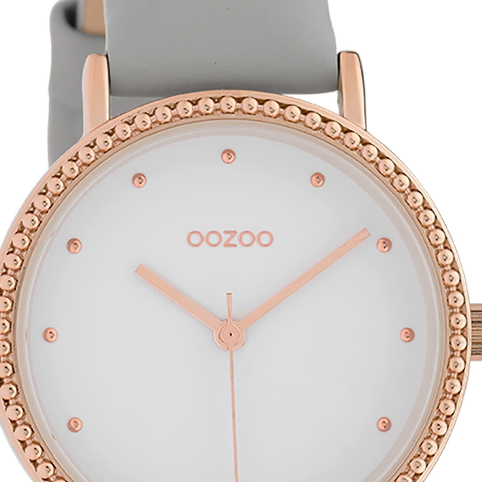 Quarzuhr Fashion-Style, Lederarmband, OOZOO mittel (ca. Laufwerk Japanisches 34mm) rund, Timepieces Damenuhr Analog, Damen Oozoo Armbanduhr