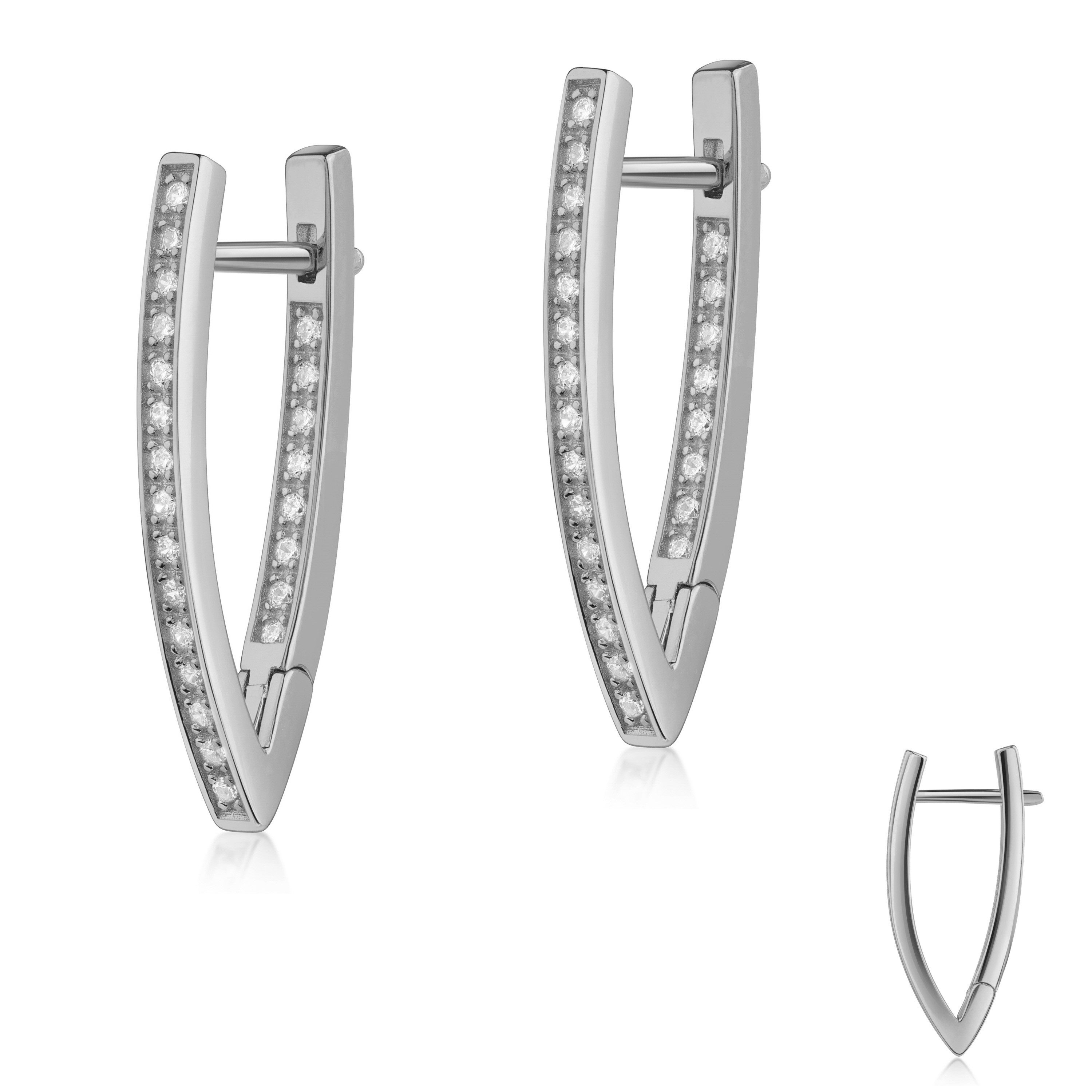 Firetti Paar Creolen Ювелирные изделия Geschenk Silber 925 Ohrschmuck Ohrringe Dreieck, Made in Germany - mit Zirkonia (synth)