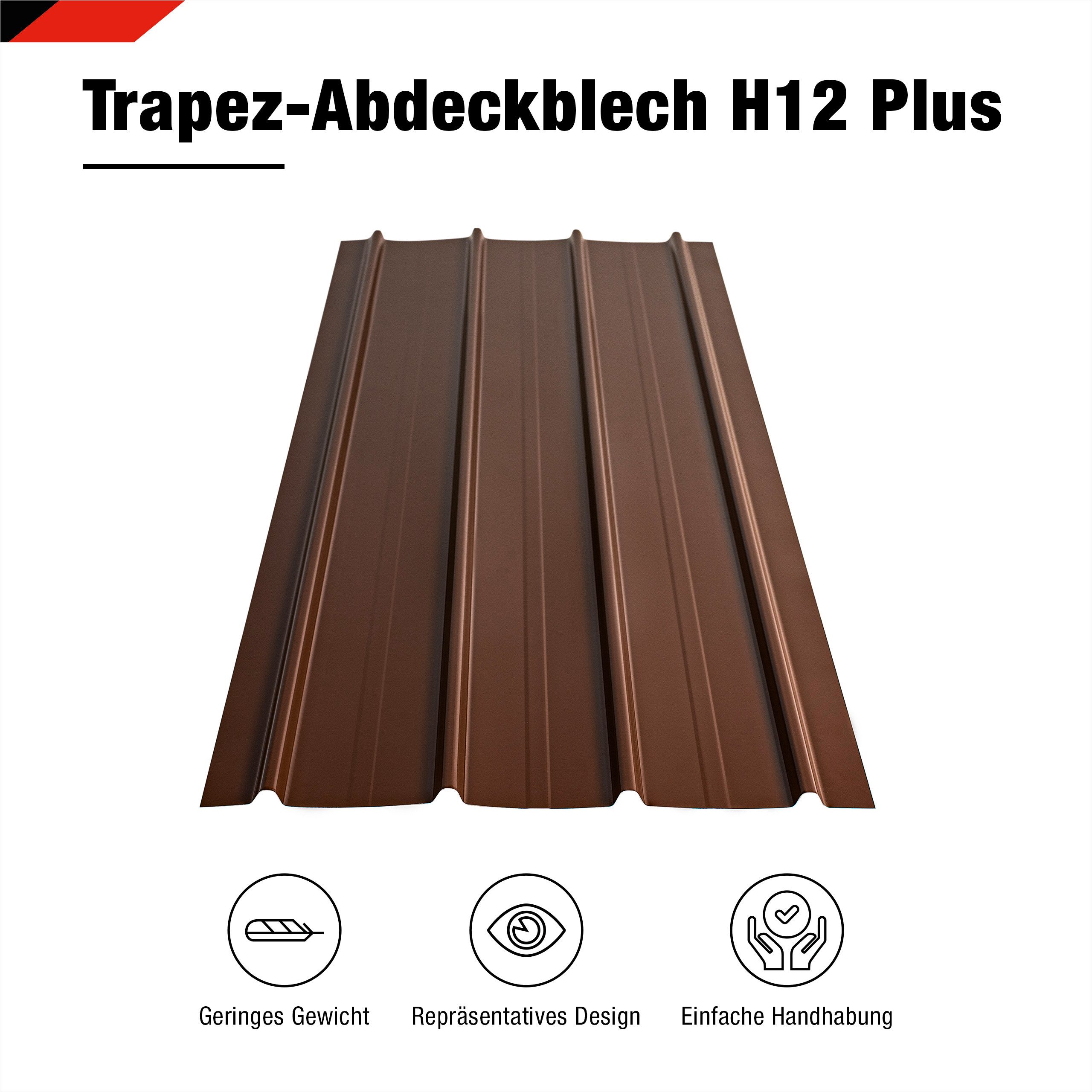 BRAVO Trapezblech, SMART Cover Set H12 Plus, 12 x Trapez-Abdeckblech 6,75 m², verzinkter Stahl lackiert, 1250x450x0,3 mm (12-St. inkl. Schrauben) Made in Germany