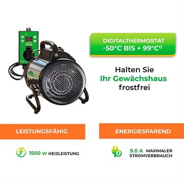 Bio Green Heizlüfter Biogreen Elektrogebläseheizung Palma Heizlüfter, Stufenlos einstellbares Thermostat mit einem Temperaturbereich von 0°C bis 60°C