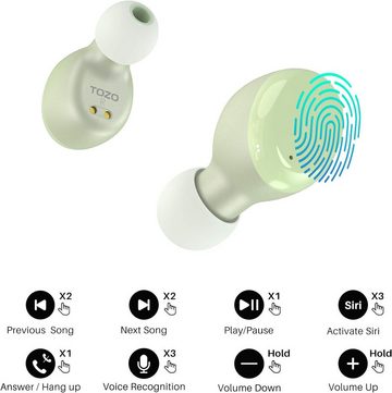 TOZO Kabellos Touch Control mit Kabellosem Ladecase, IPX8 Wasserdicht In-Ear-Kopfhörer (Wasserdichte Ohrhörer mit IPX8 Schutz für Sport und Outdoor-Aktivitäten., Ohrhörer Bluetooth, Integriertem Mikrofon, Premium-Tiefbass für Sport)
