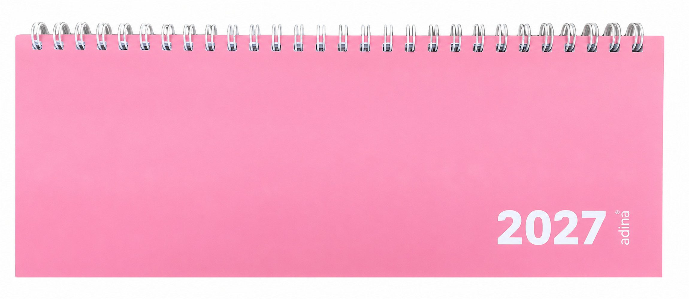ADINA Schreibtischkalender 2027 ADINA Tischquerkalender 1W/1S pink Kartondeckel 30x10cm