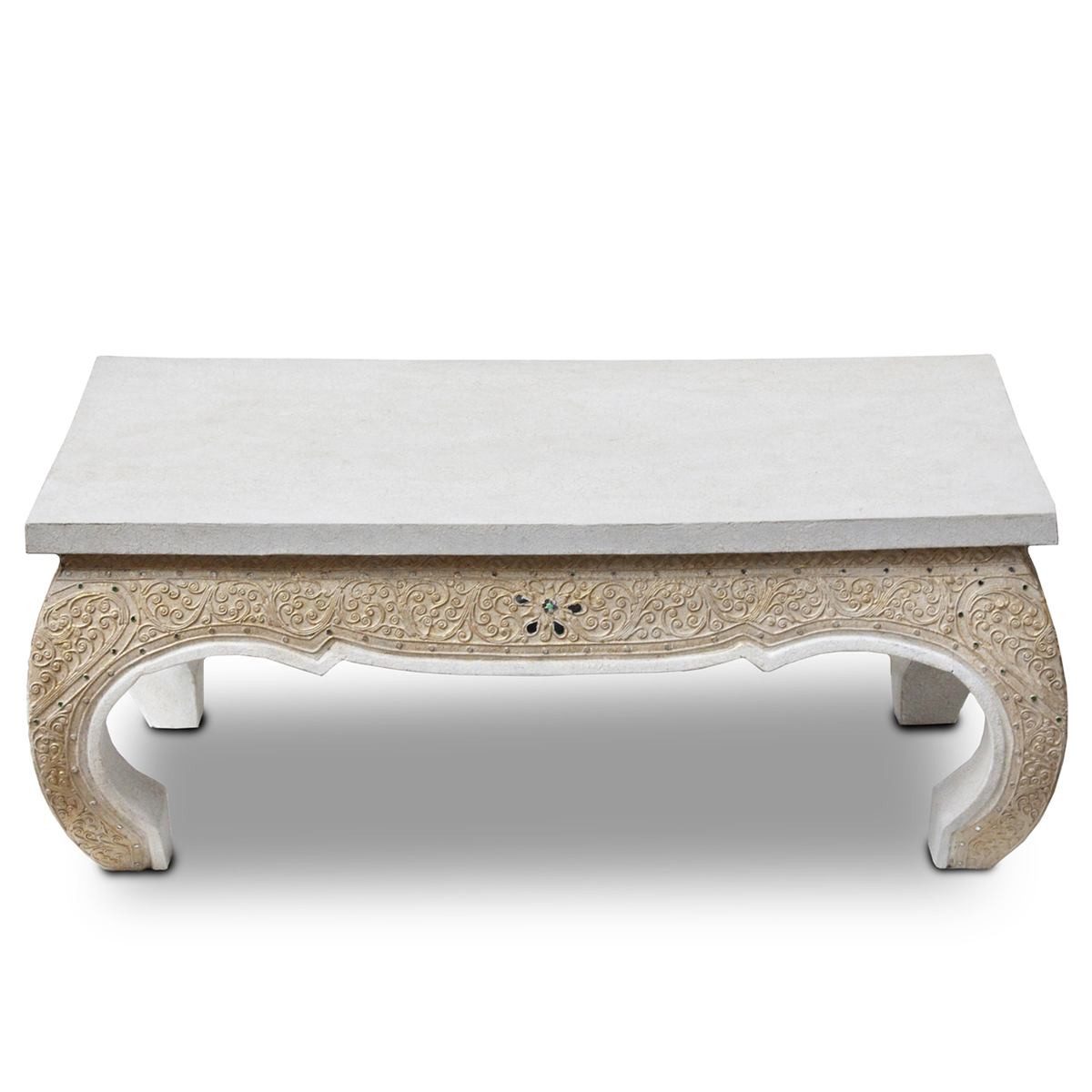 Oriental Galerie Opiumtisch Couchtisch Opiumtisch 1m x 50 Antik Weiß Gold