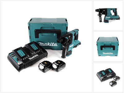 Makita Schlagbohrmaschine »Makita DHR 280 PTJ 2 x 18 V 36 V Li-Ion Akku Bohrhammer Brushless 28 mm für SDS-PLUS im Makpac + 2 x 5,0 Ah Akku + Doppelladegerät«