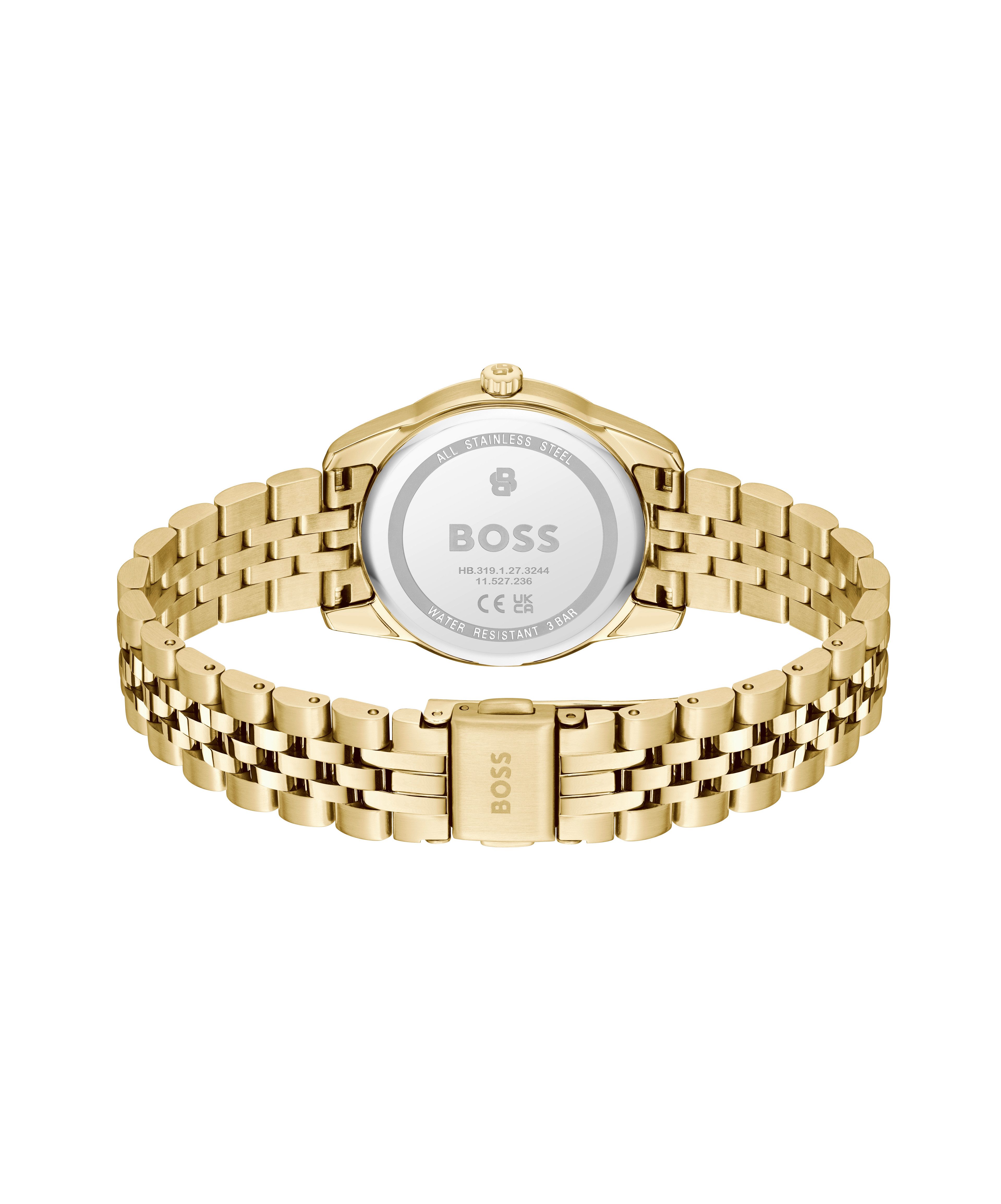 BOSS Quarzuhr GRACEFUL 1502868, Armbanduhr, Damenuhr, Edelstahlarmband, analog, Glaskristalle