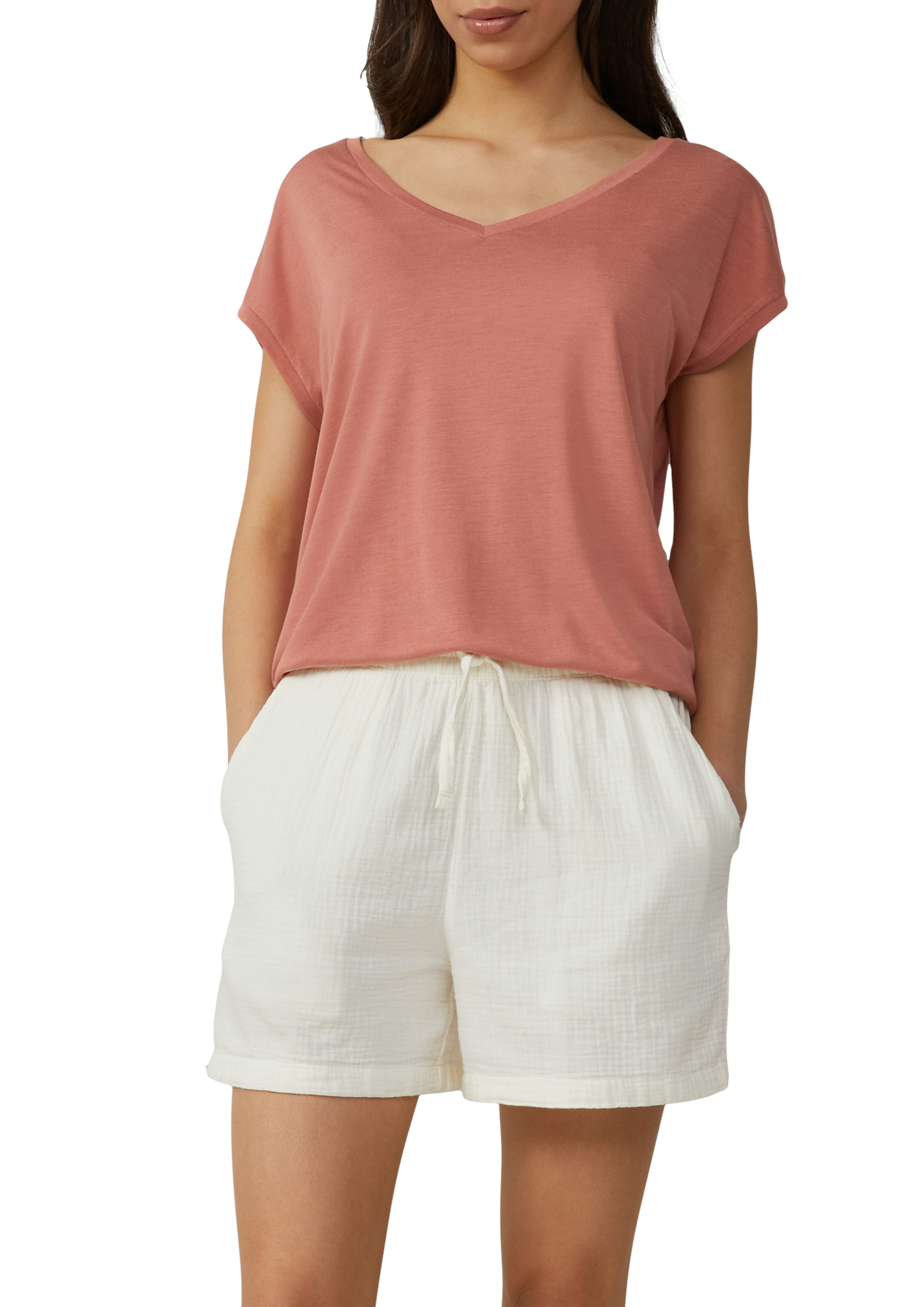 QS T-Shirt mit V-Ausschnitt günstig online kaufen