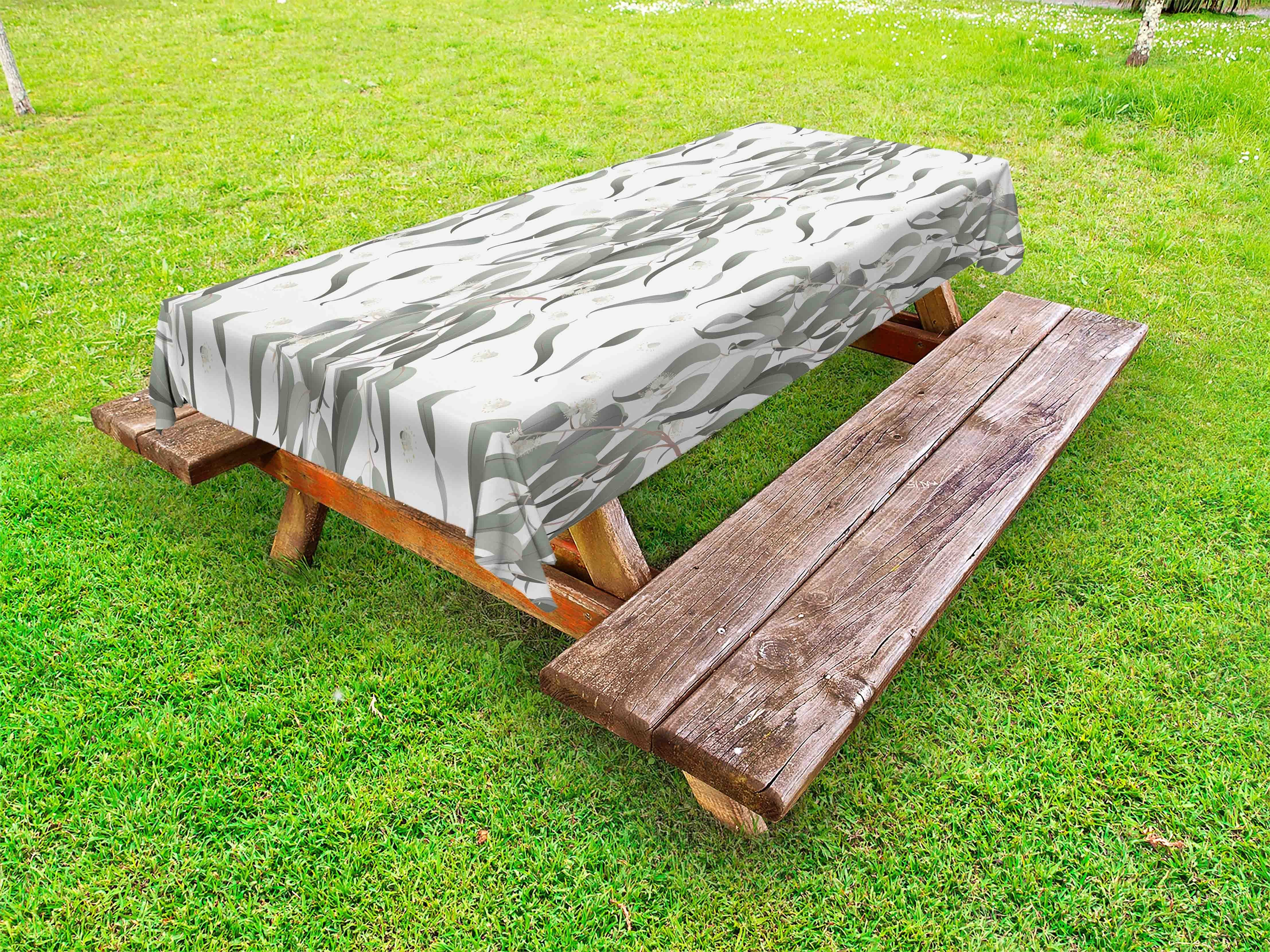 Abakuhaus Tischdecke dekorative waschbare Picknick-Tischdecke, Eukalyptus Vertikal-Blätter-Entwurf