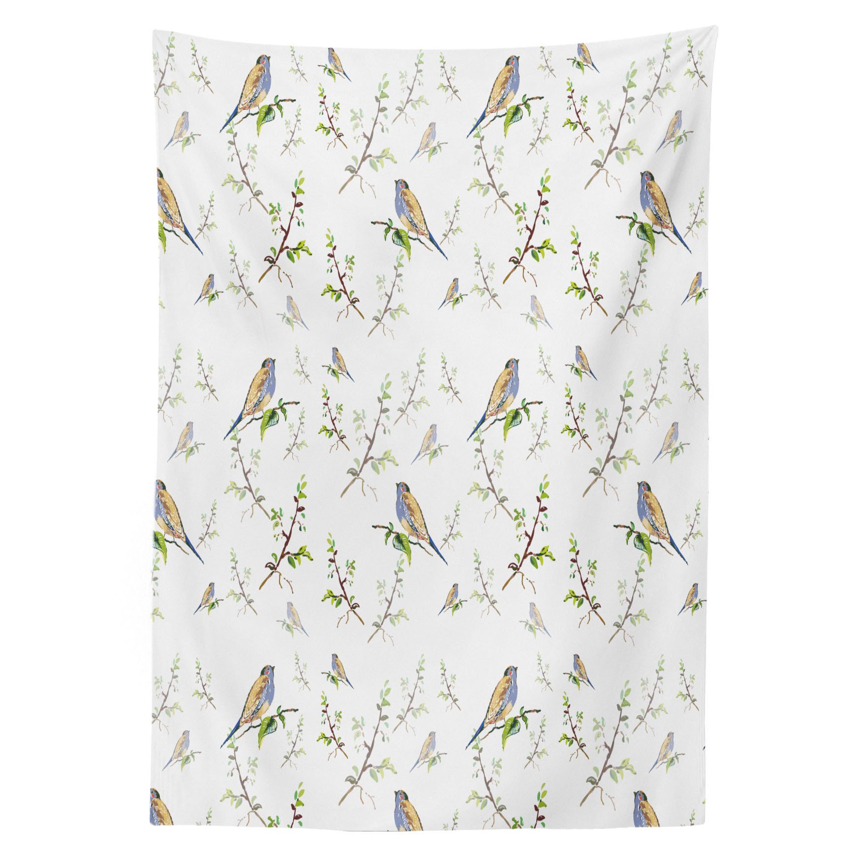 Abakuhaus Tischdecke Farbfest Waschbar Für den Außen Bereich geeignet Klare Farben, Tiere Vögel Ausgewertet auf Zweigen