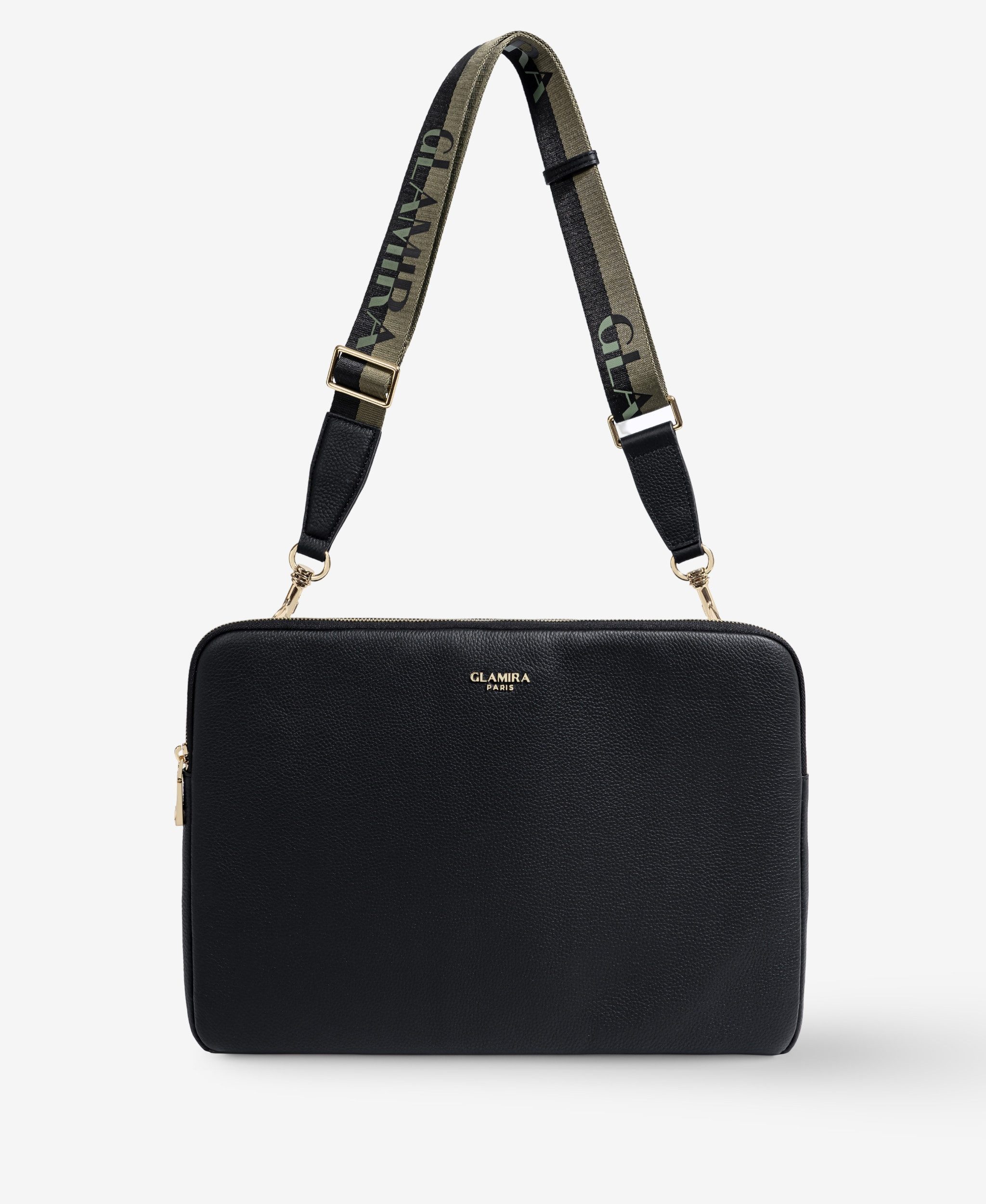 GLAMIRA Laptoptasche TechElegance Premier Schwarze Laptoptasche (1-tlg), echt Leder, mit geräumigem Hauptfach