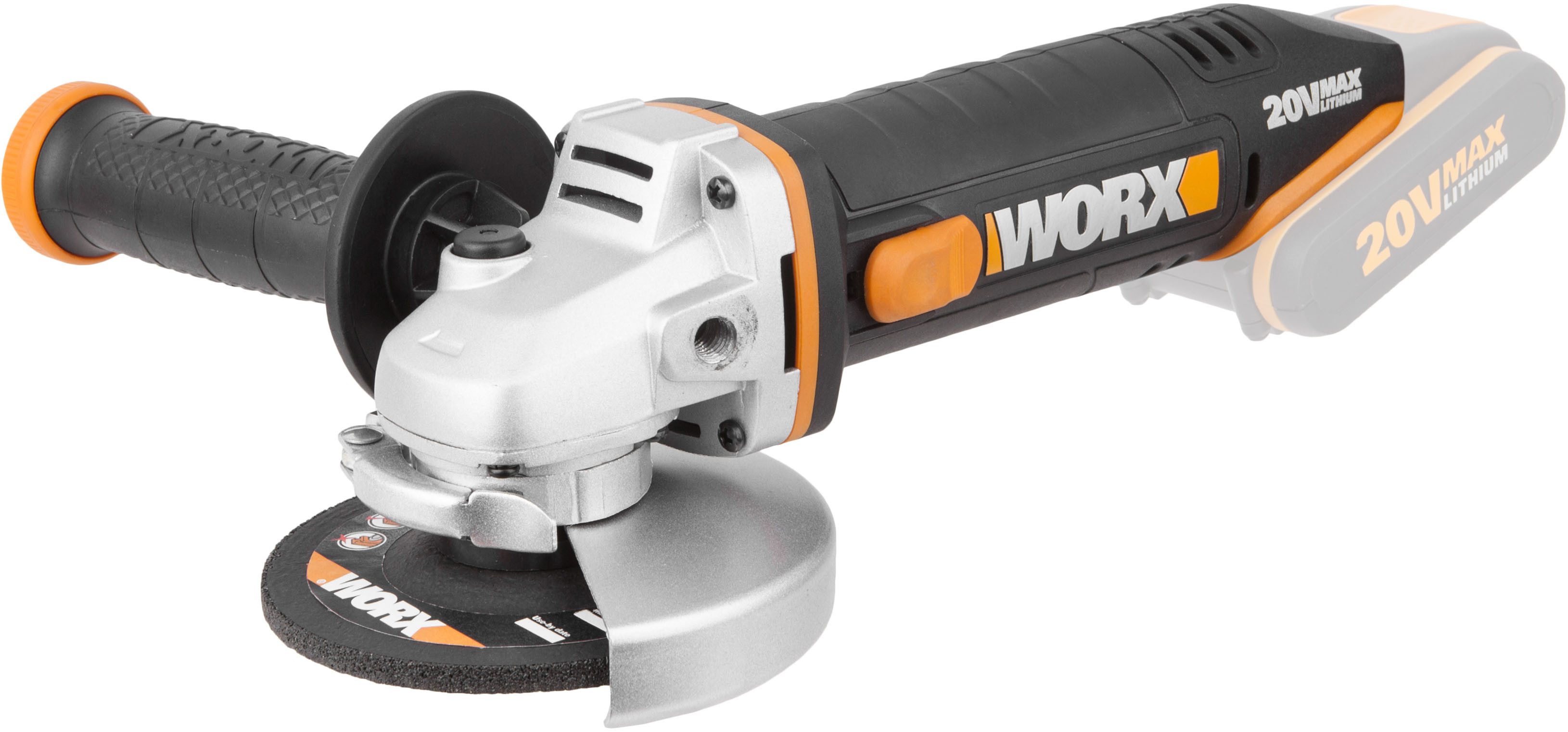 Worx Akku-Winkelschleifer WX800.9, einfach zum Schleifen & Schneiden, ohne Akku & Ladegerät