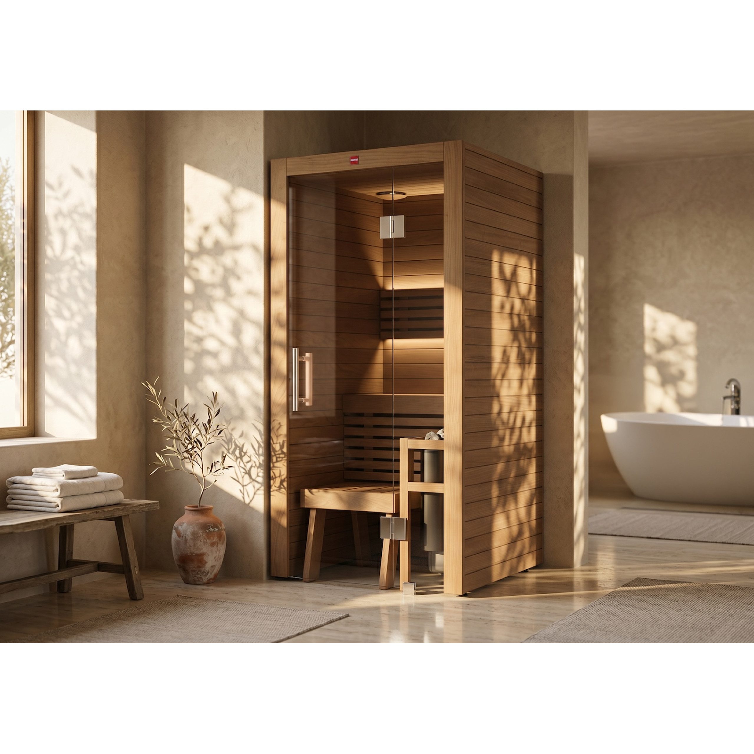 HARVIA Sauna Harvia Utu Mini Saunakabine Design-Sauna aus Thermo-Espe 97x96x206cm