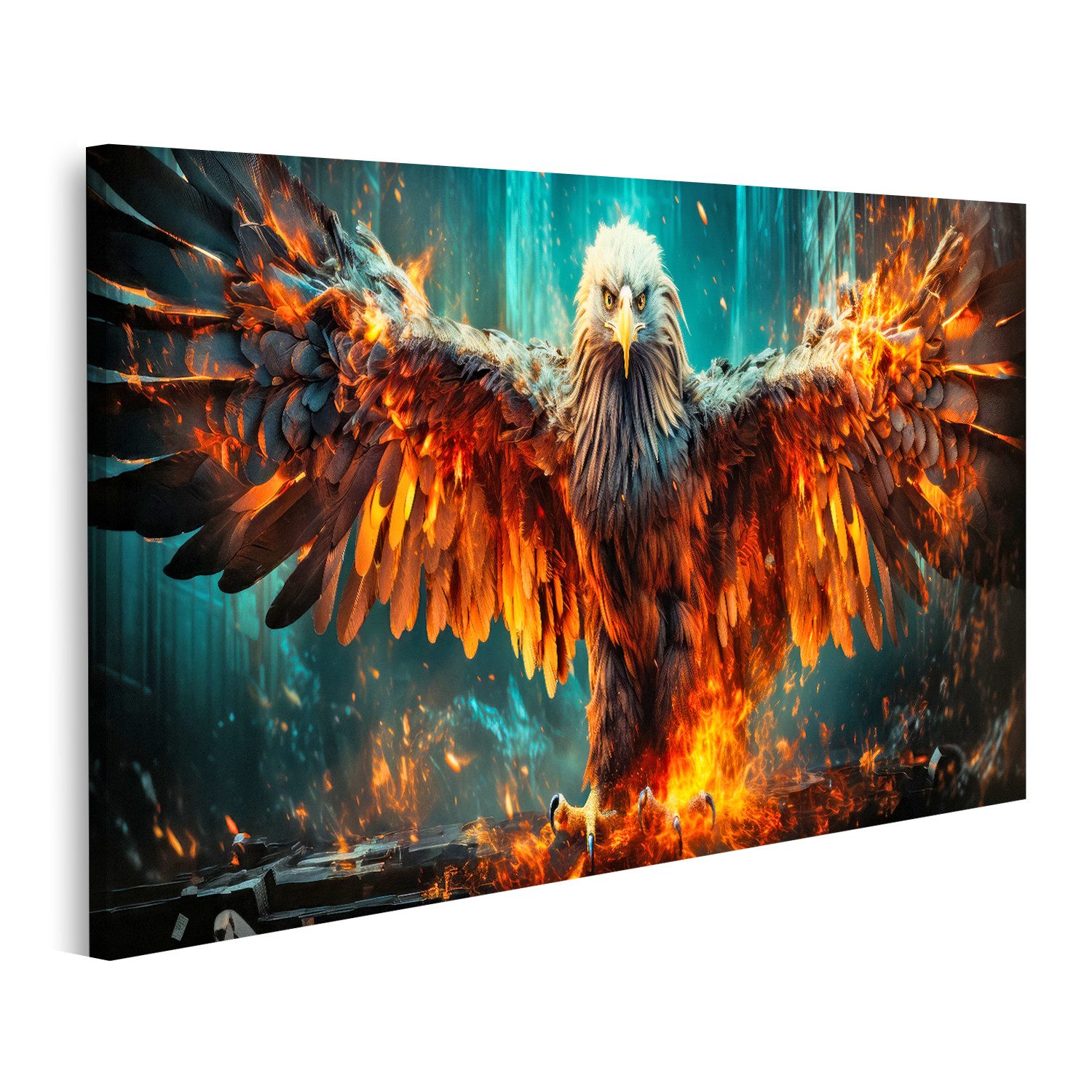 islandburner Leinwandbild Adler vor Flammen Bilder günstig online kaufen