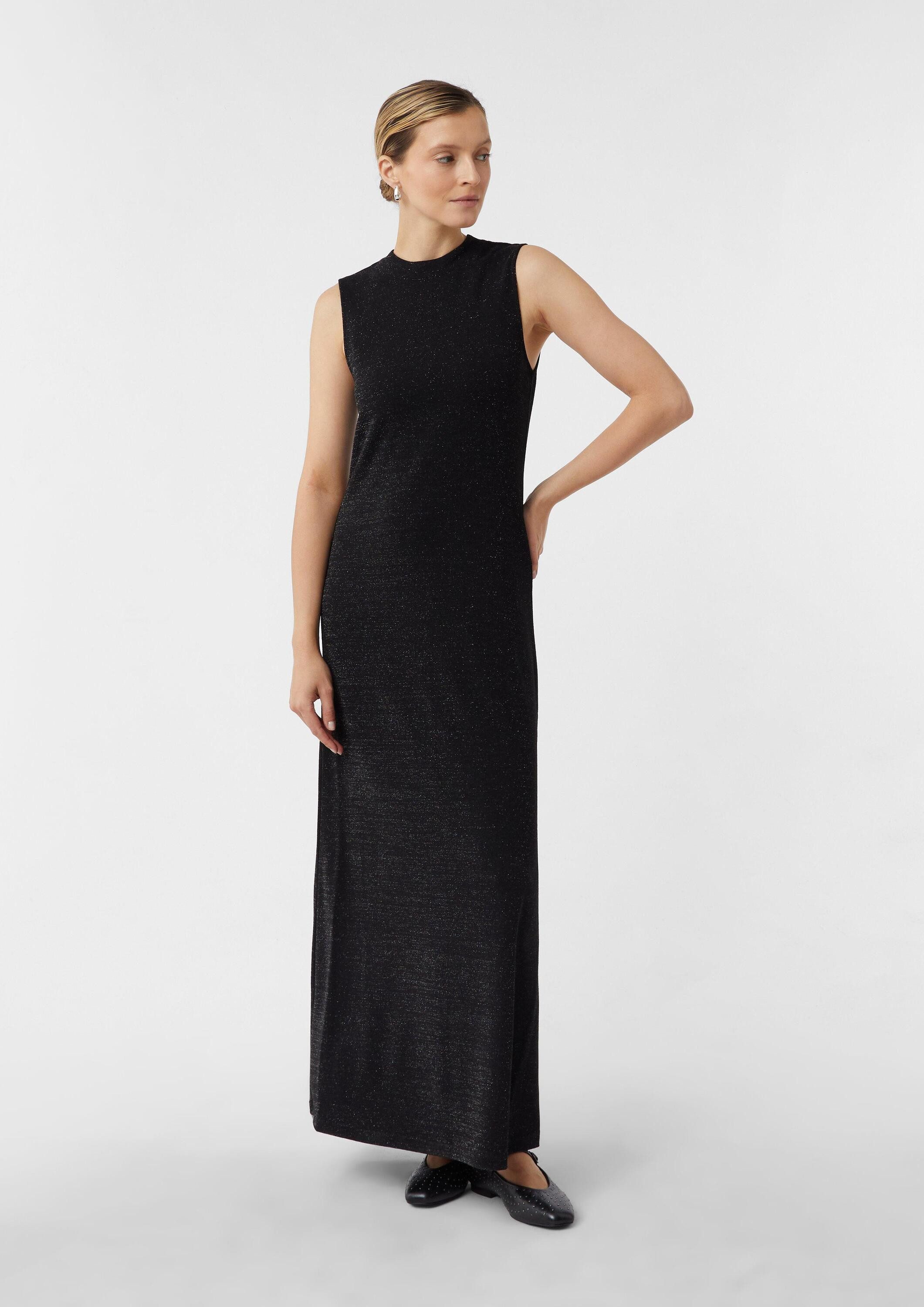 comma Maxikleid Kleid Langes ärmelloses Kleid mit Glitzergarn günstig online kaufen