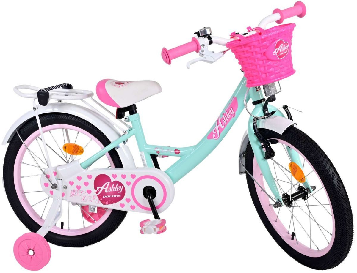T&Y Trade Kinderfahrrad 18 Zoll Fahrrad Kinder Mädchen Fahrrad Mädchenfahrrad Rad Ashley 31836, 1 Gang, Rücktrittbremse, Gepäckträger, Stützräder, Korb, Seitenständer