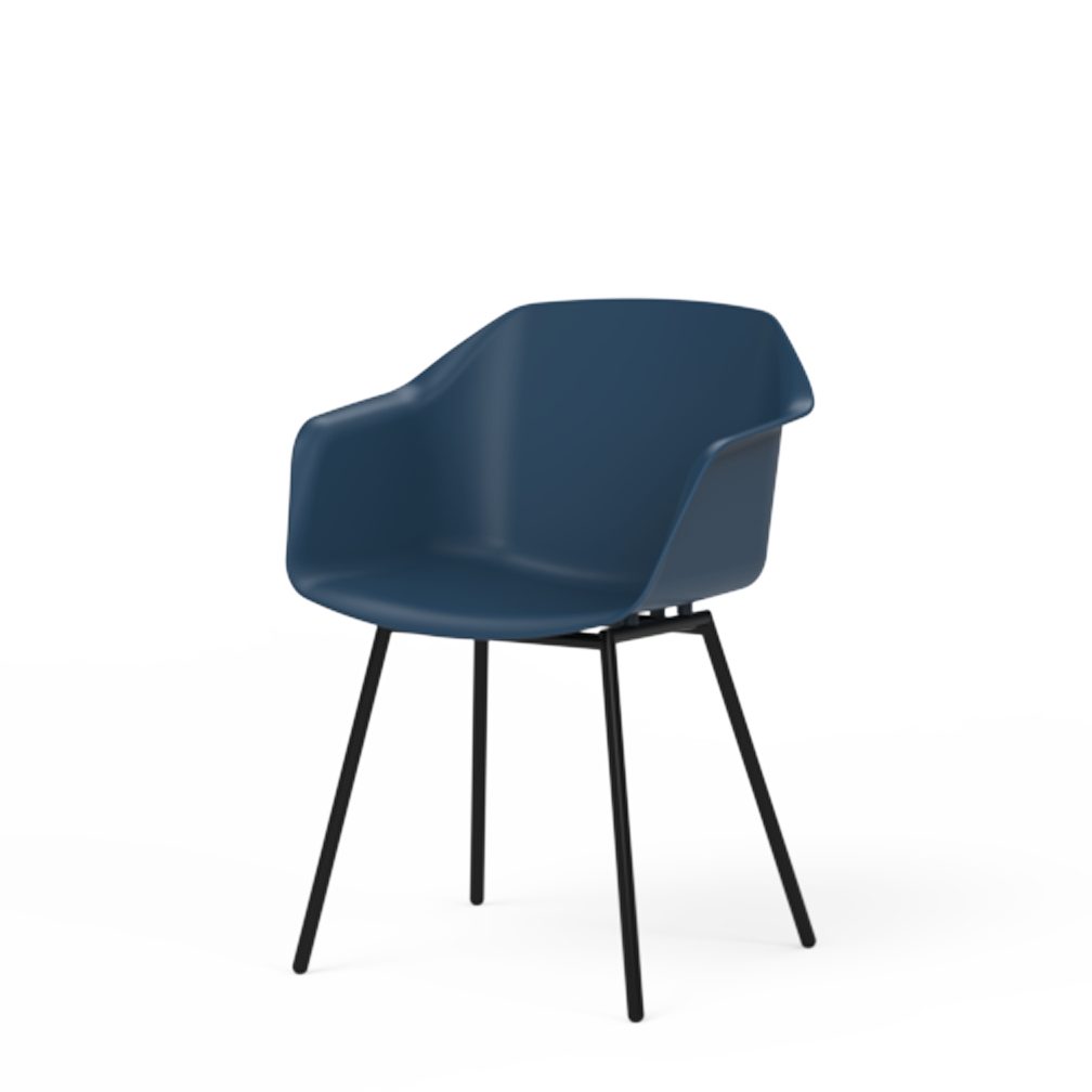 FurnitureElements Schalenstuhl Leaf One, Premium Kunststoffsitzschale, blau Metallgestell