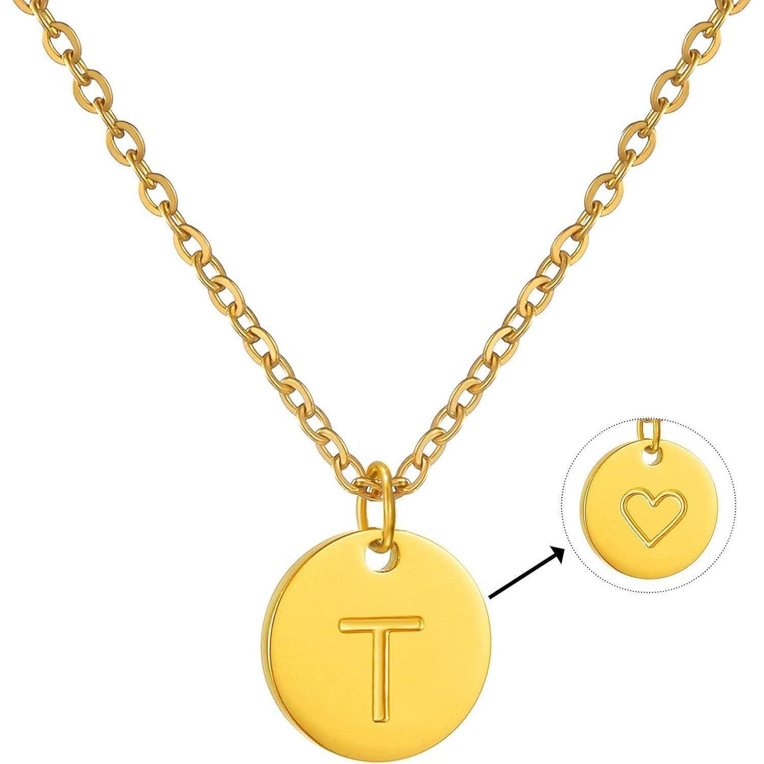LuxusKollektion Namenskette Damen Initialen Kette Buchstaben Anhänger Gold/Silber Rosegold