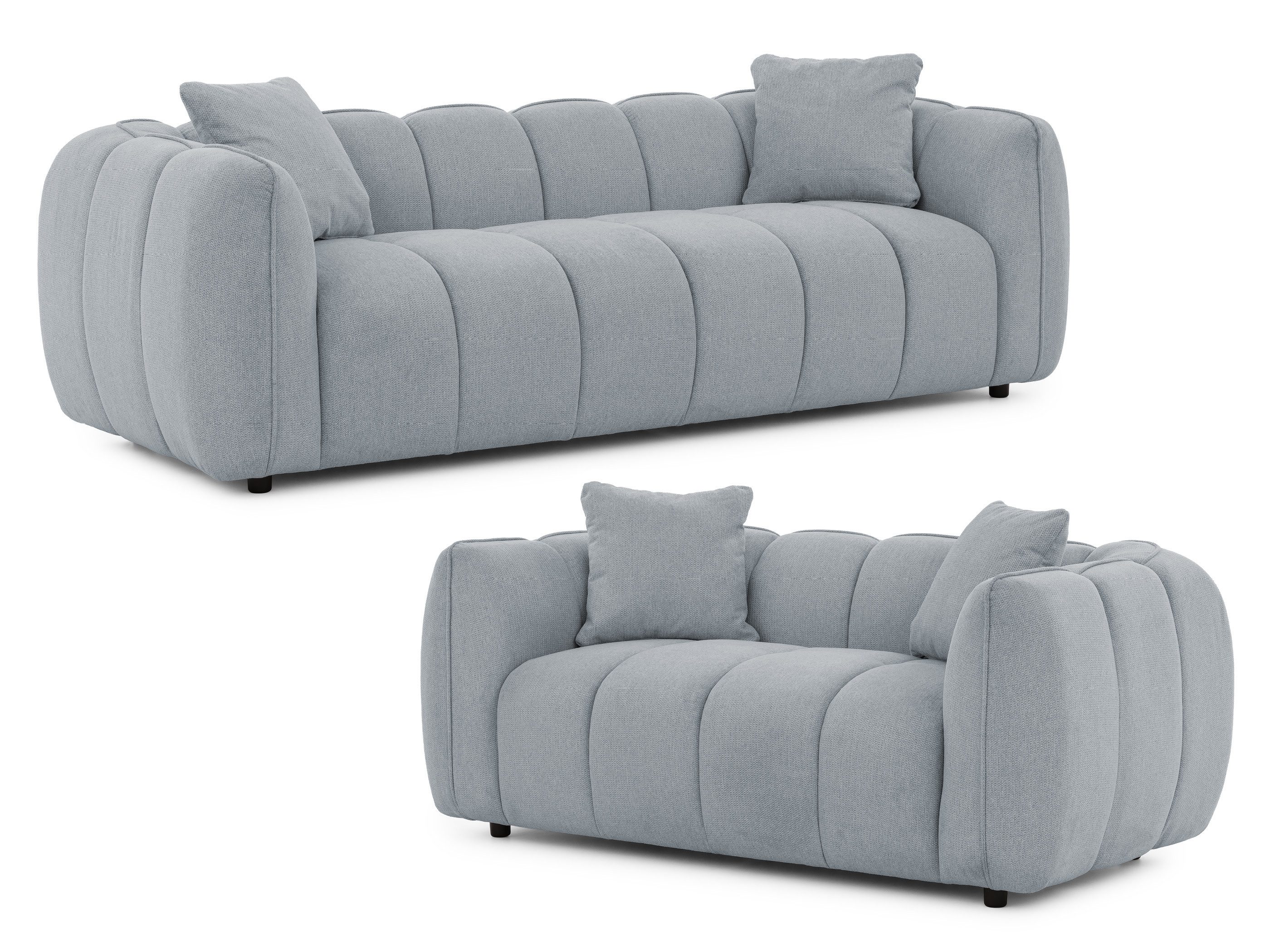 S-Style Möbel Polstergarnitur 3+2 Nubira in tief gesteppter Bubble-Optik aus Strukturstoff, mit modernem Design und Wellenfederung