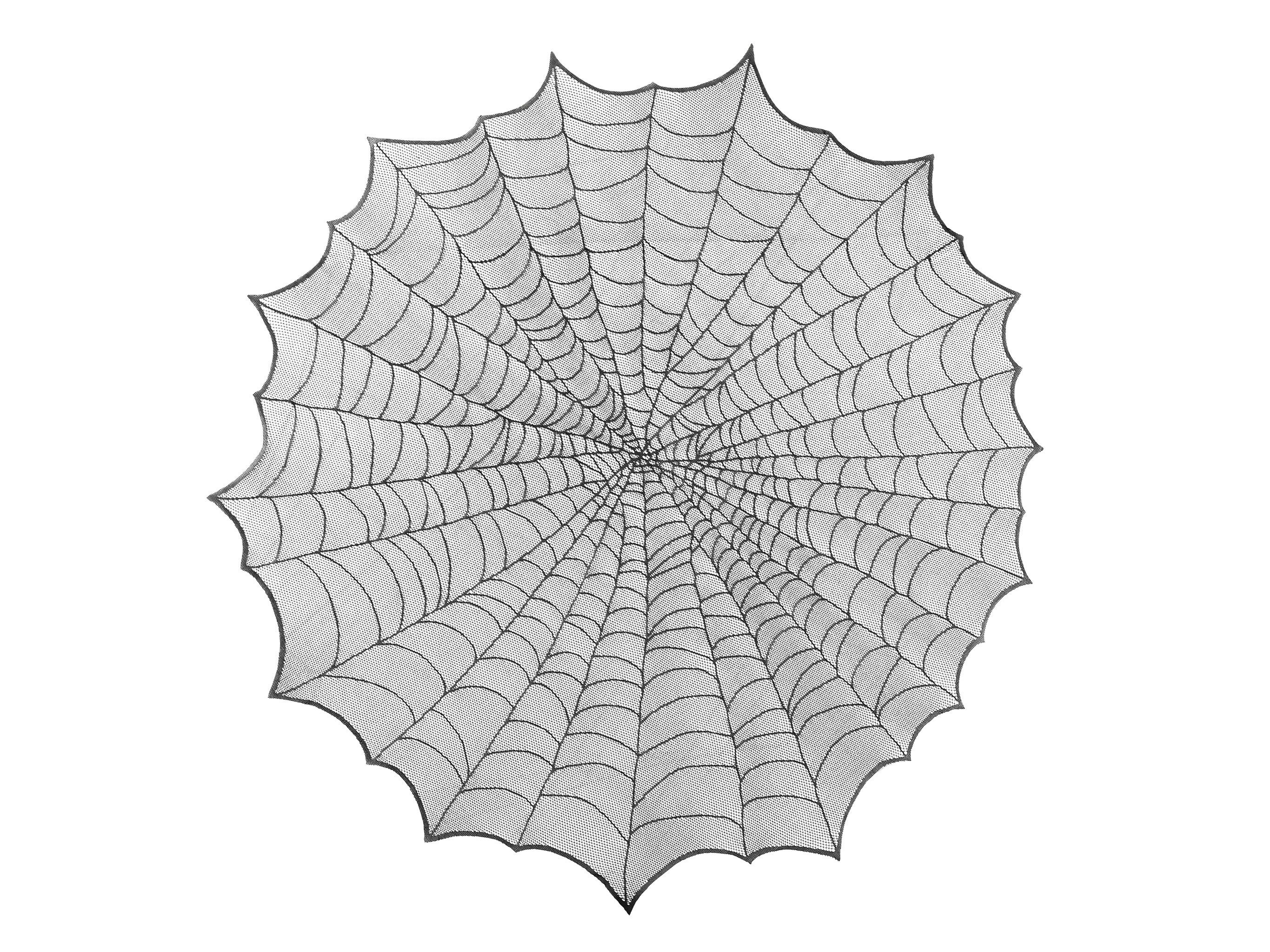 partydeco Tischdecke, Tischdecke rund 124cm mit Spinnennetz Muster Schwarz