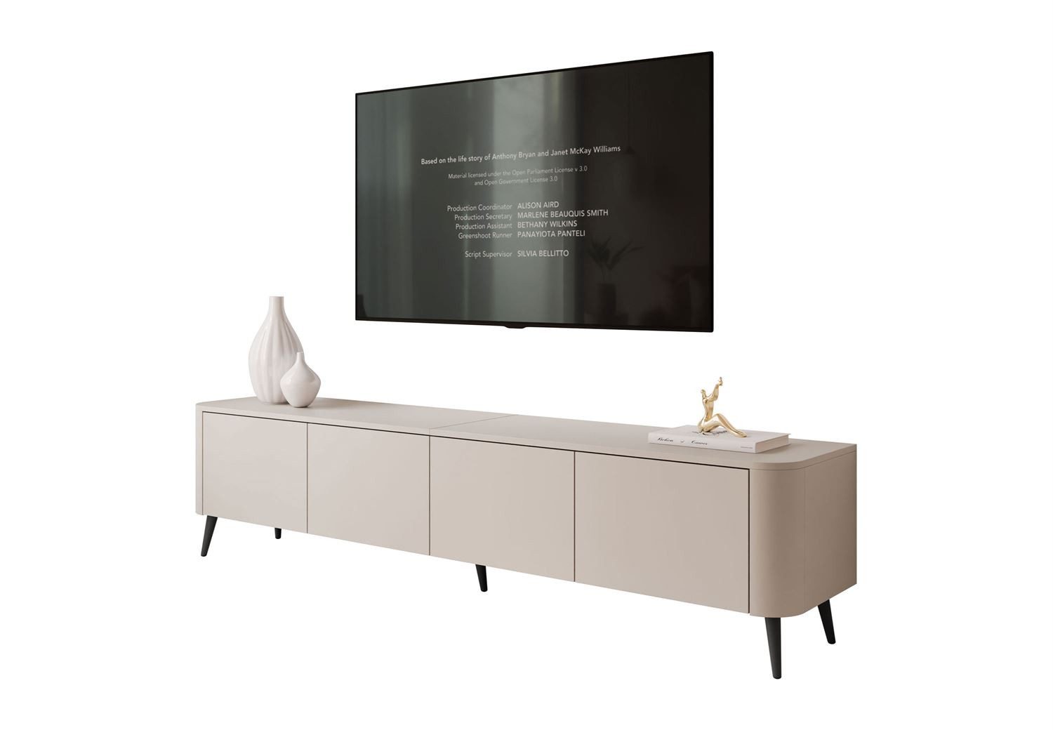 Lookway TV-Schrank CELESTE PUSH OPEN mit Beleuchtung auf Füßen (2x TV-Schrank mit LED Beleuchtung) 200x40x46,5 cm