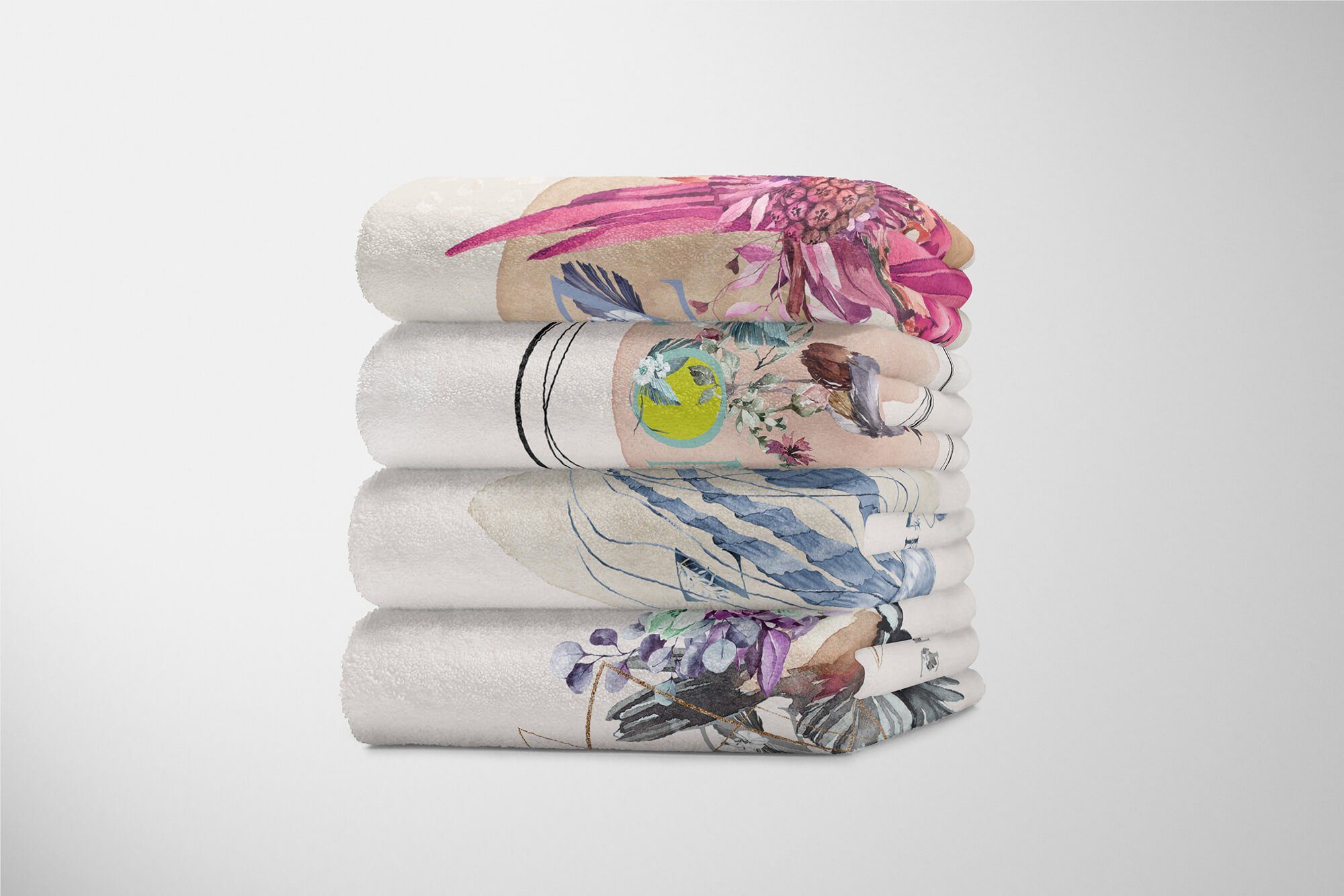 Sinus (1-St), Kunstvoll Handtuch Qualle Art Handtuch Handtücher Saunatuch Unterwass, Kuscheldecke Motiv Strandhandtuch Baumwolle-Polyester-Mix Ozean