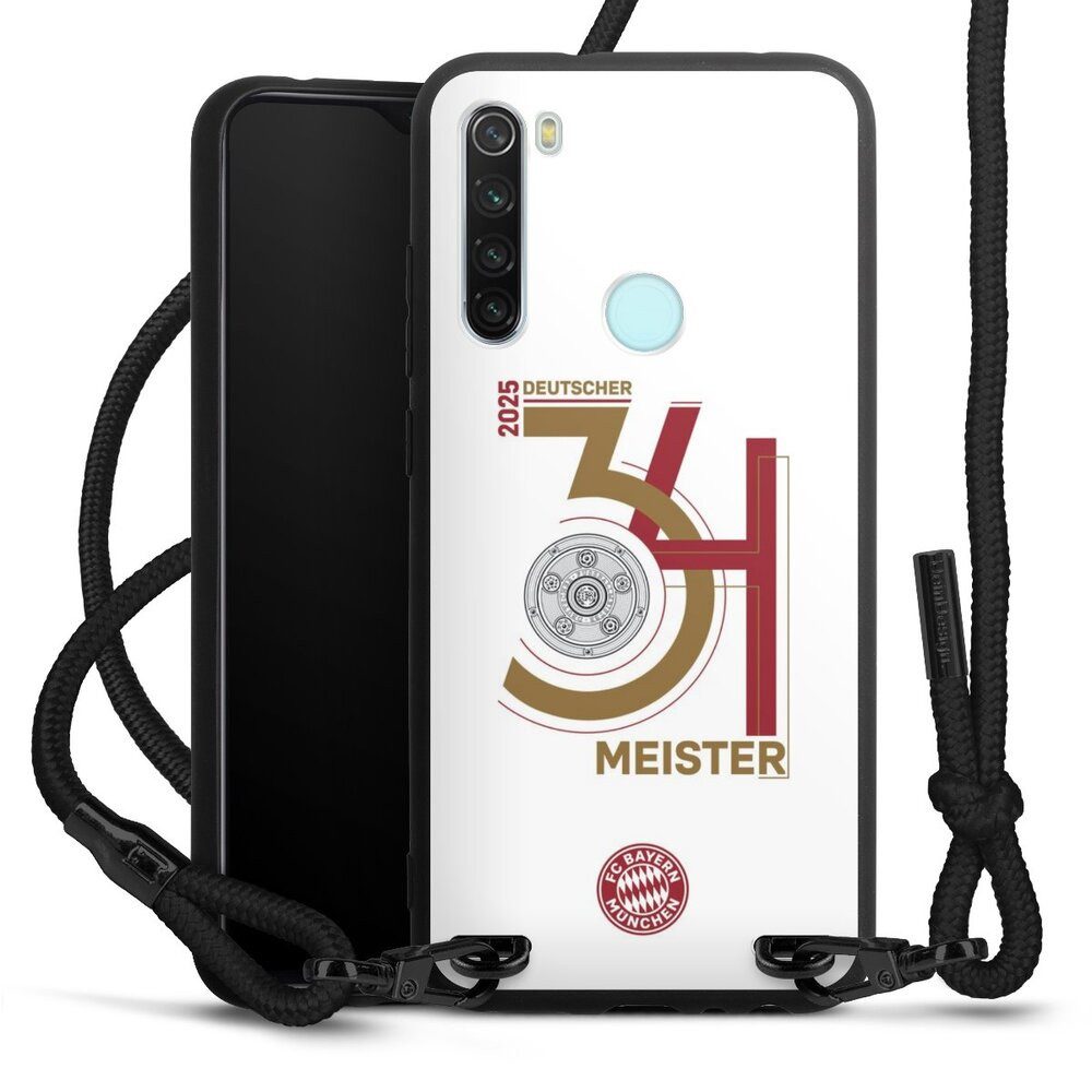 DeinDesign Handyhülle FC Bayern München Meister Offizielles Lizenzprodukt, Xiaomi Redmi Note 8 Premium Handykette Hülle mit Band Cover mit Kette
