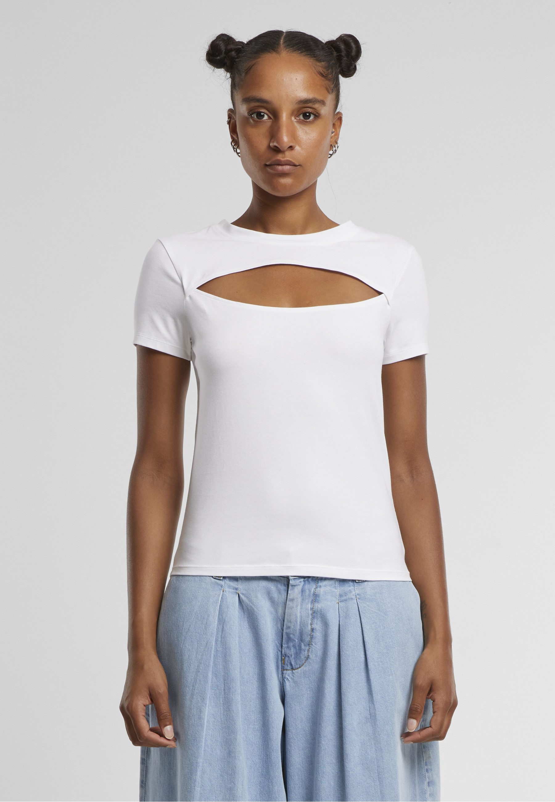 URBAN CLASSICS T-Shirt Urban Classics Ladies Short Cut Out Tee (1-tlg) – Bild 5 von 5