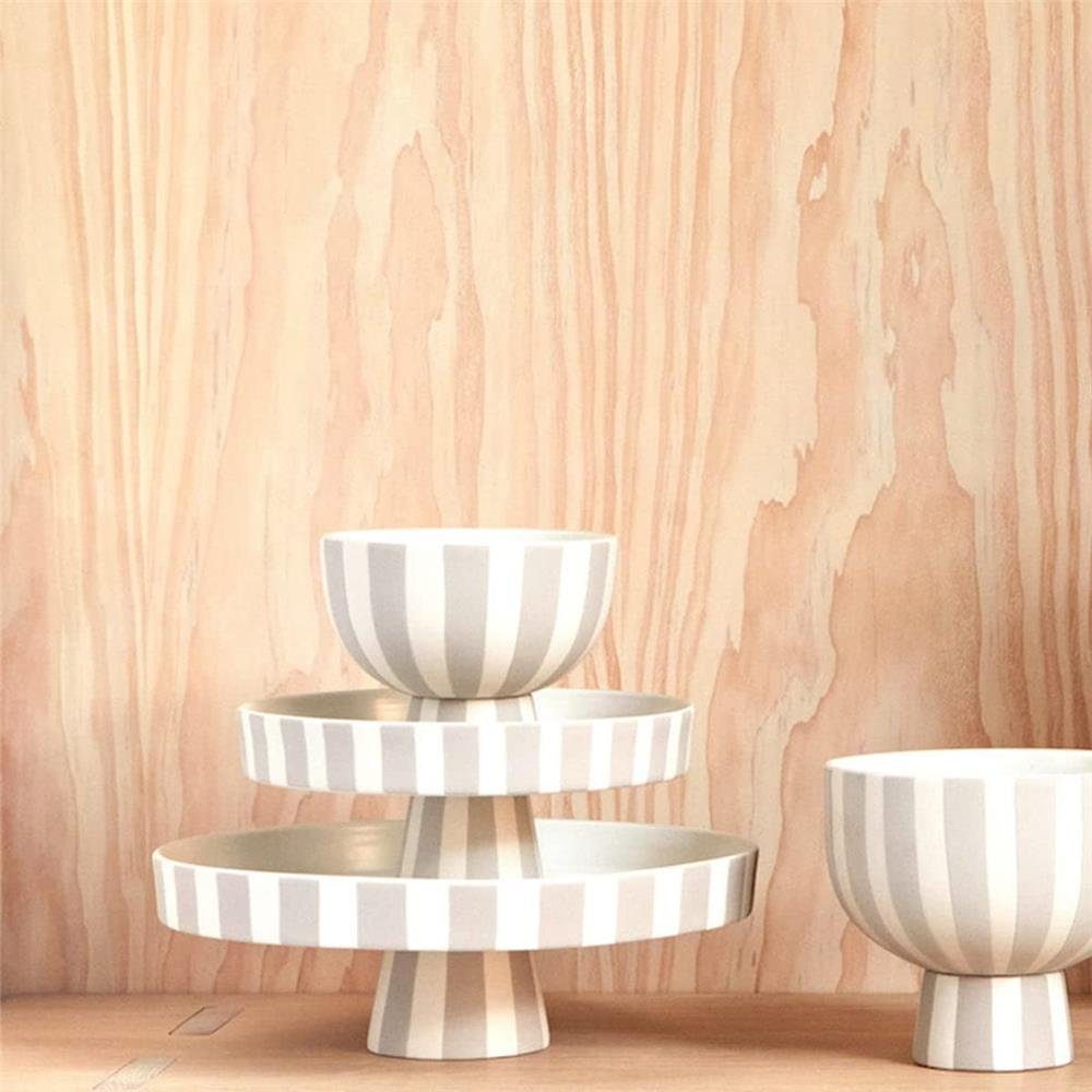 Keramik, Toppu Vase Obstkorb OYOY Schale clay Blumentopf Bowl, Design Topf Servierschüssel Gestreift