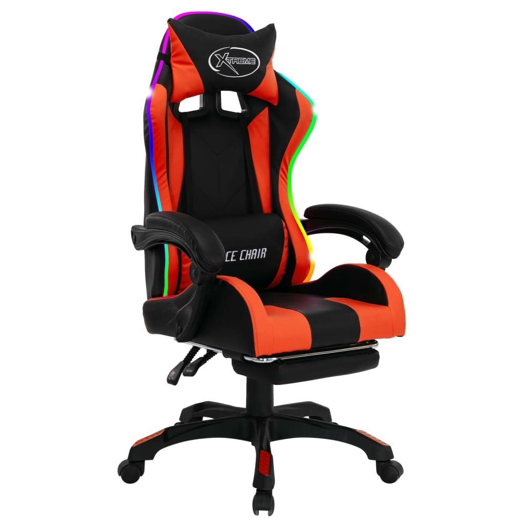 Kunstleder RGB und | Bürostuhl Gaming-Stuhl Orange Orange LED-Leuchten und mit (1 St) und vidaXL Schwarz Schwarz Orange Schwarz