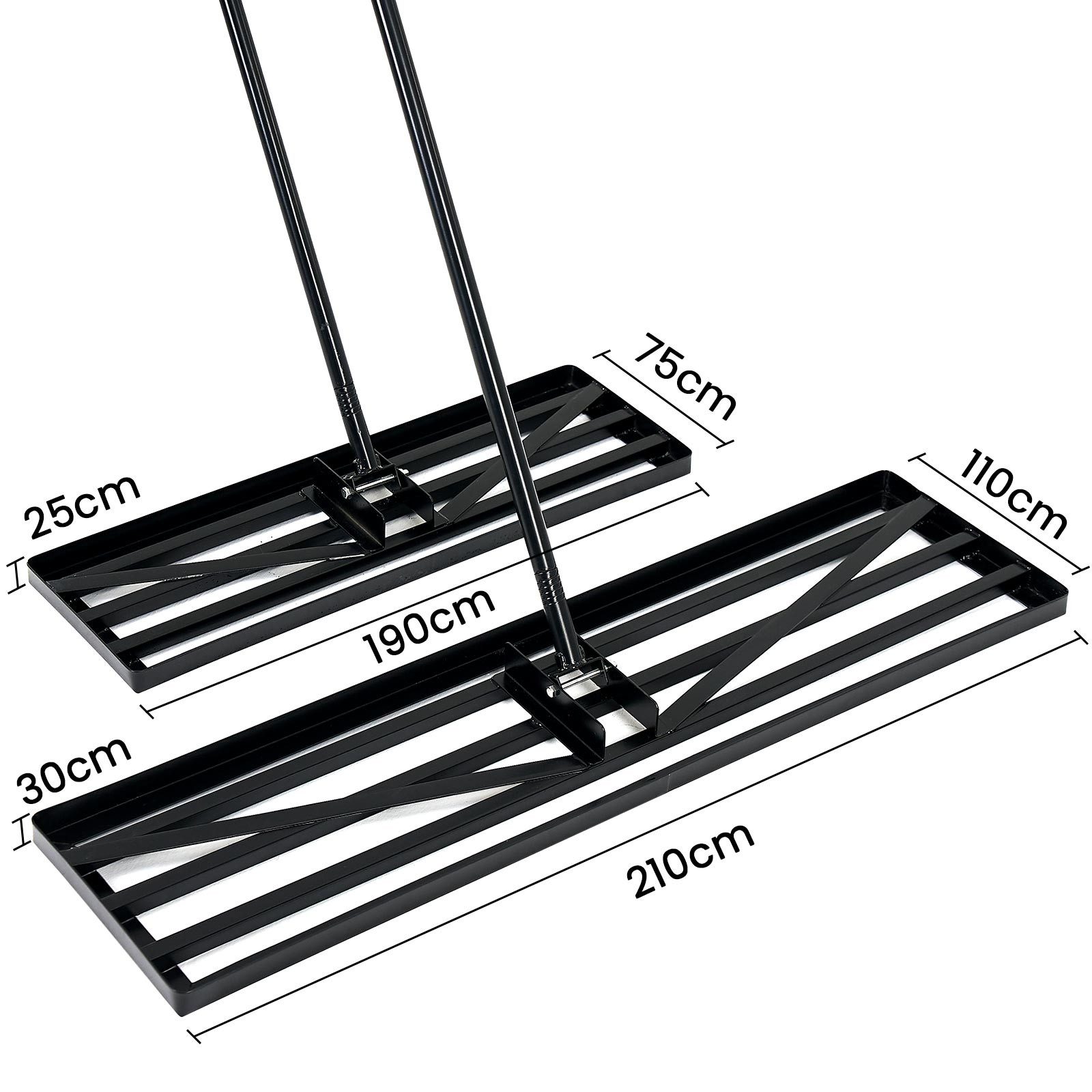 Meulbaty Rasenrechen Rasenplanierer mit verstellbarer Arbeitsbreite (190 cm oder 210 cm), (1-tlg), ideal zum Einebnen von Gartenflächen