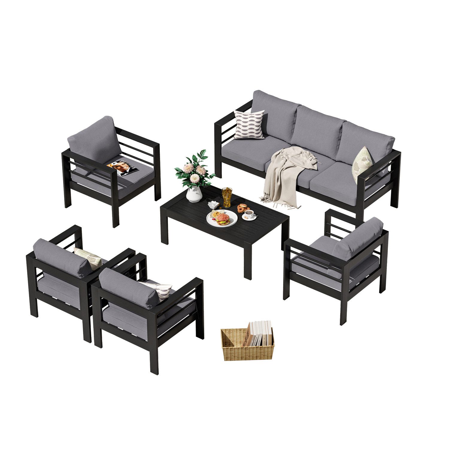 MeXo Gartenlounge-Set XXL Gartenmöbel Set Aluminium günstig online kaufen