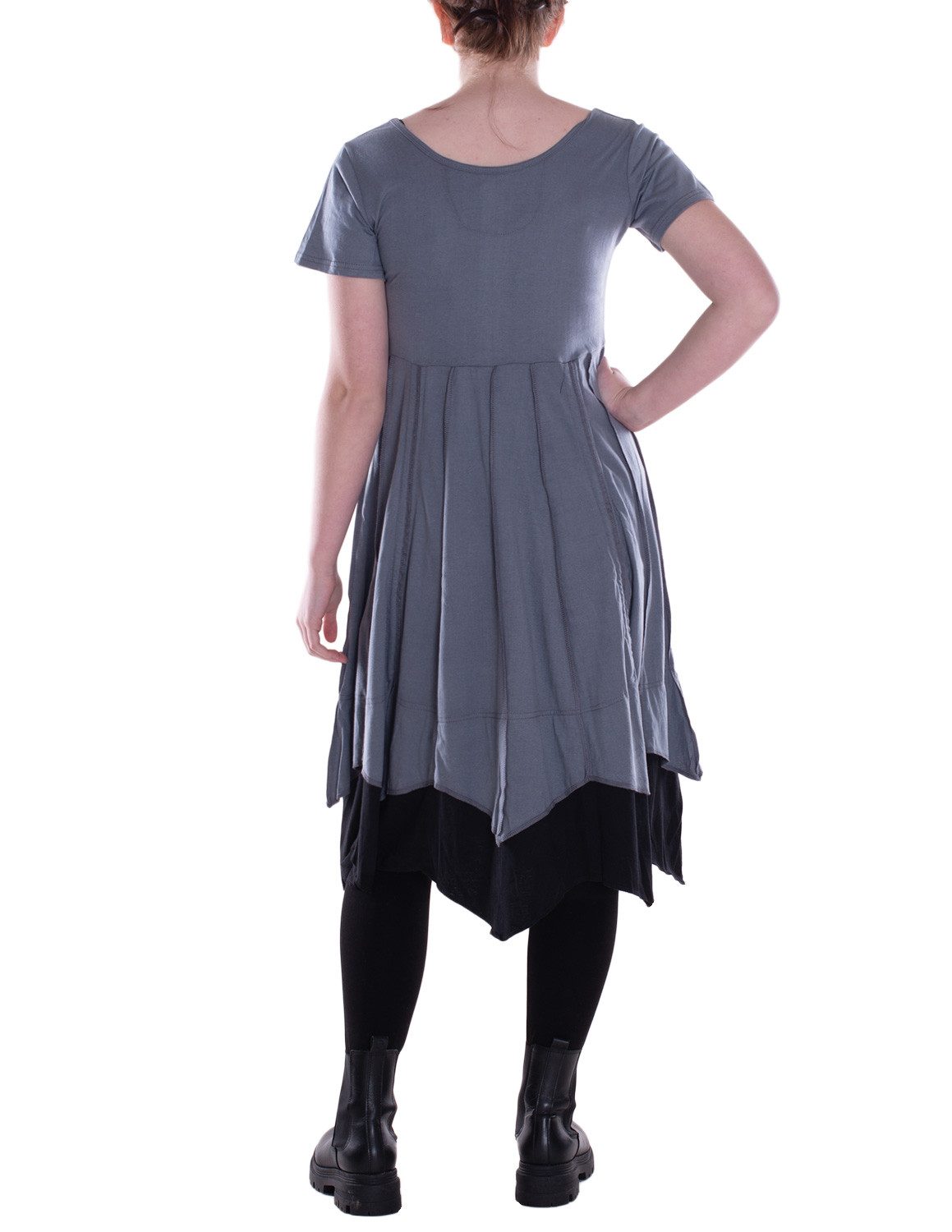 Vishes Midikleid Damen knielanges Kleid Baumwolle Casual Patchwork hohe Taille Alternative Bekleidung, Ethno, Hippie, Retro Style